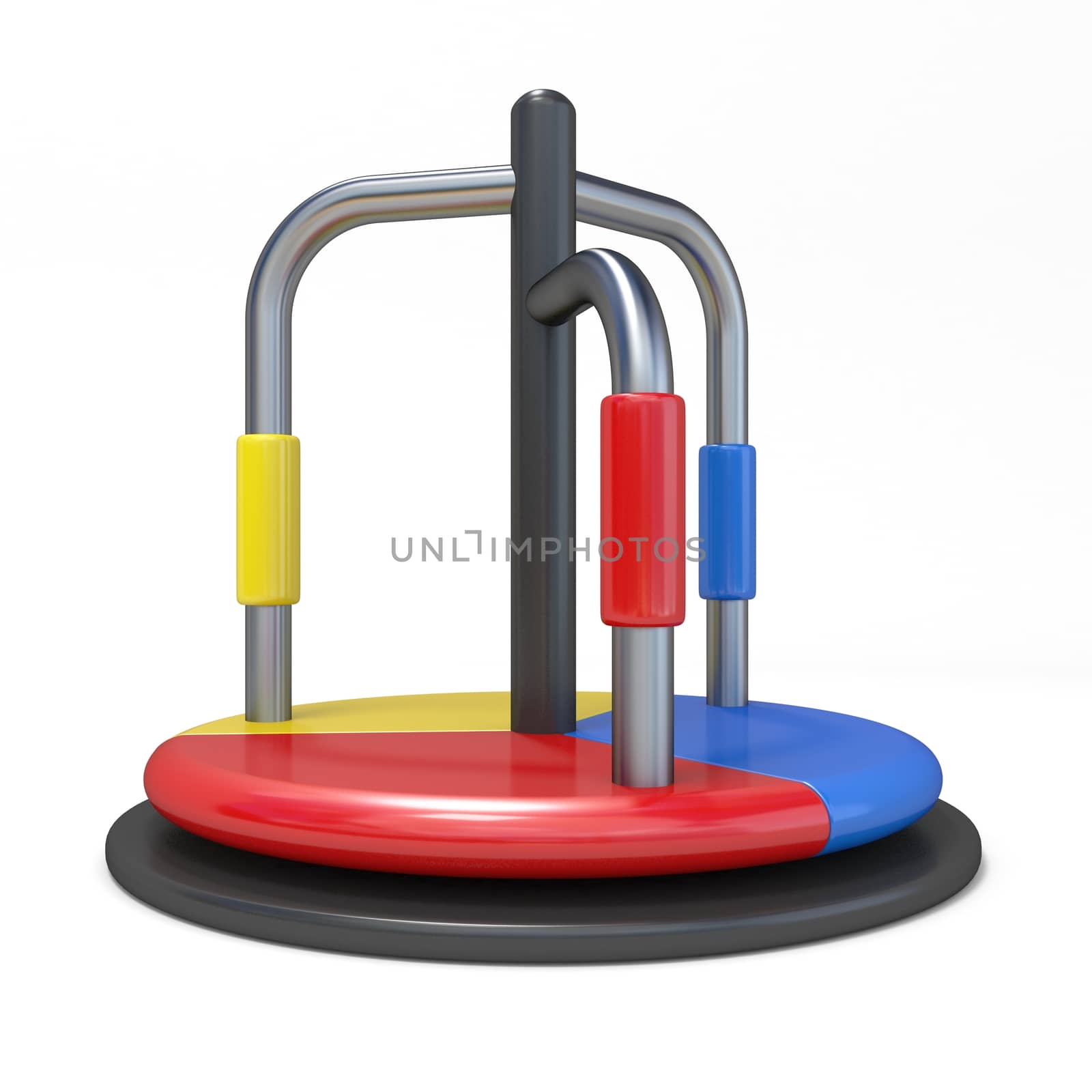 Children carousel outdoor toy 3D render illustration isolated on white background