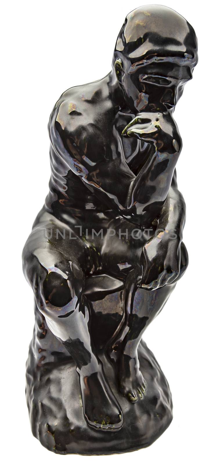 Glossy ceramic statue of the thinker