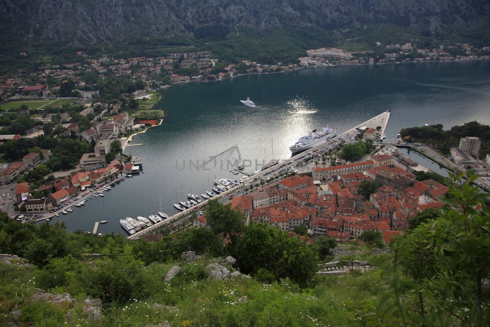 View of the Kotor and Kotor Bay. Montenegro