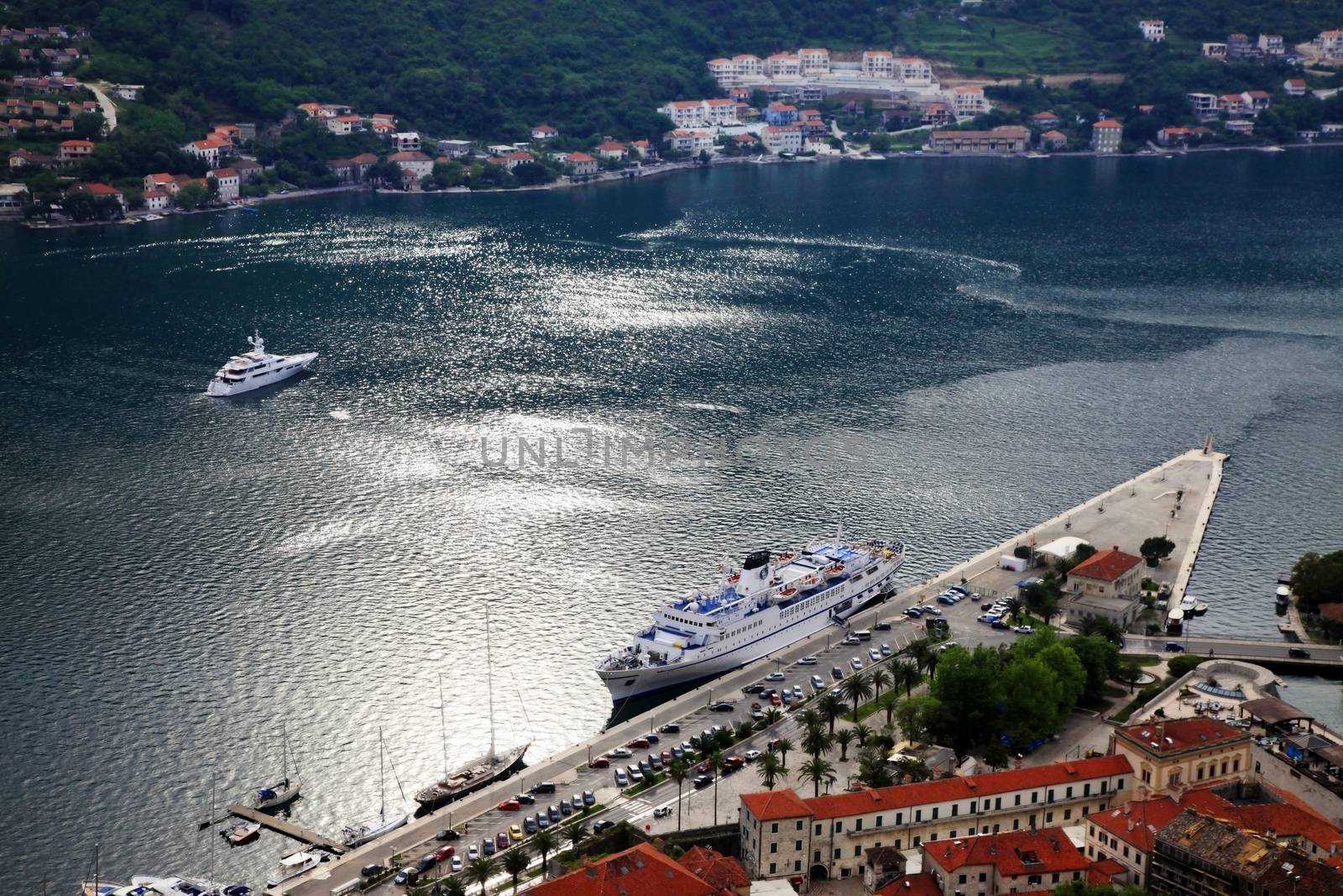 View of the Kotor and Kotor Bay. Montenegro