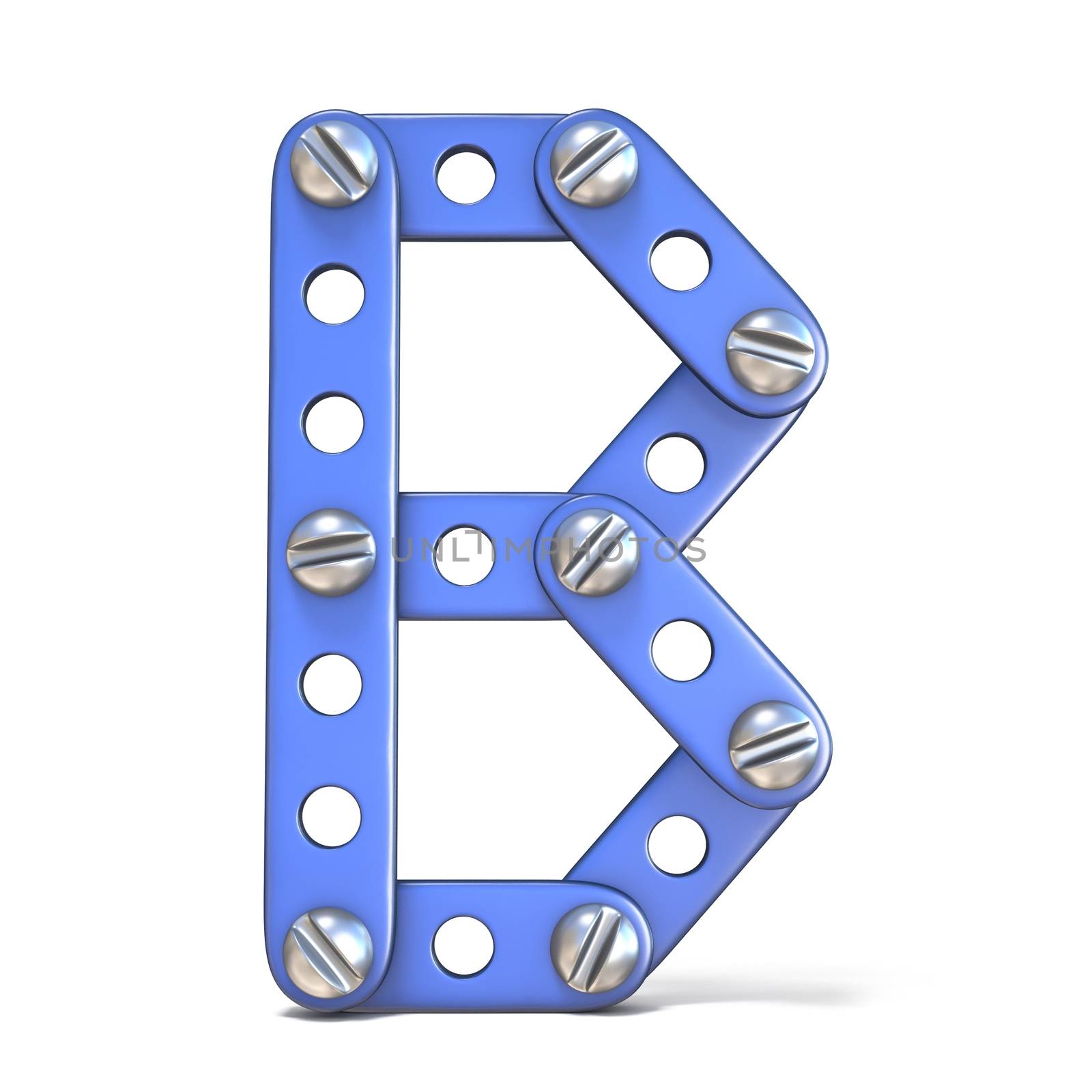 Alphabet made of blue metal constructor toy Letter B 3D by djmilic