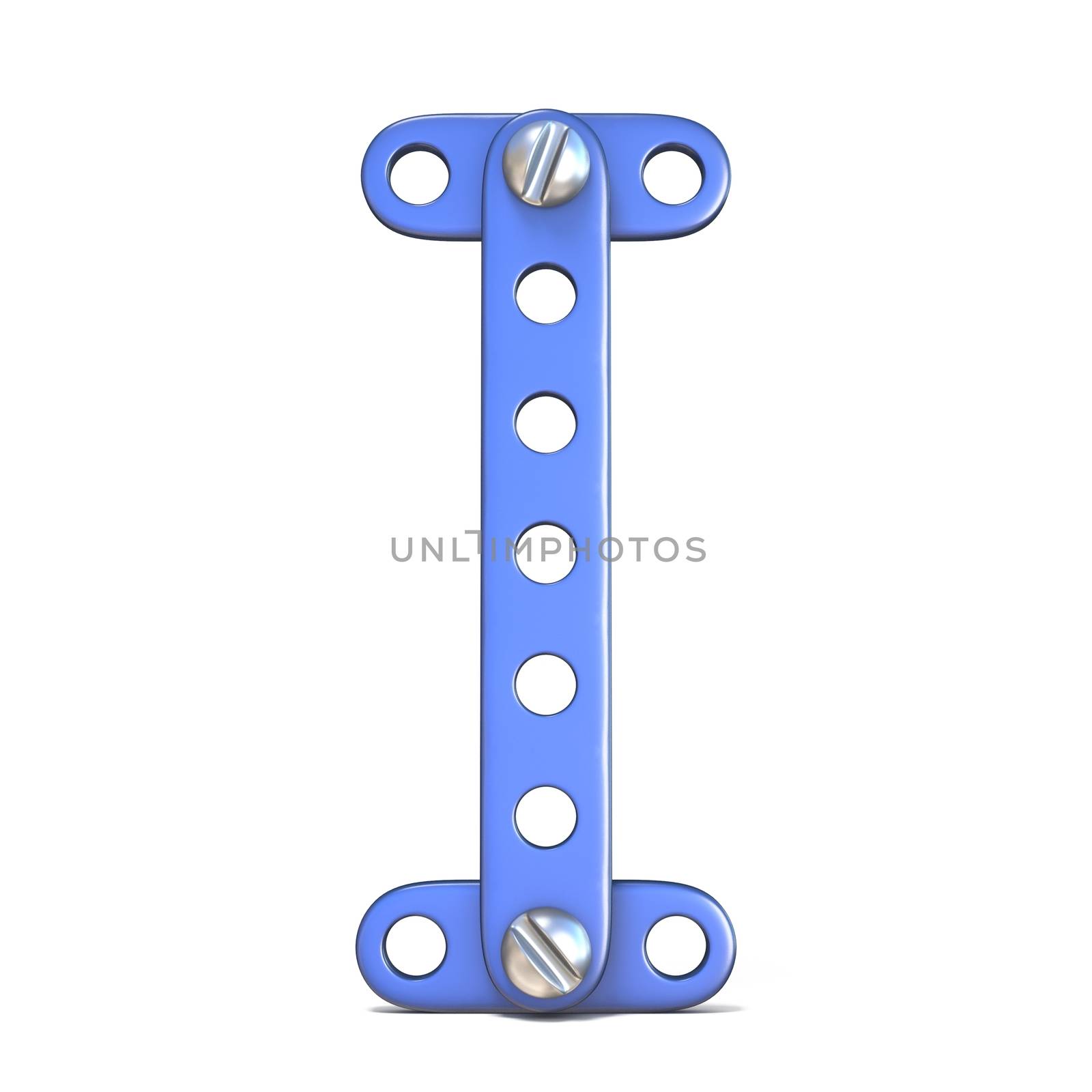 Alphabet made of blue metal constructor toy Letter I 3D by djmilic