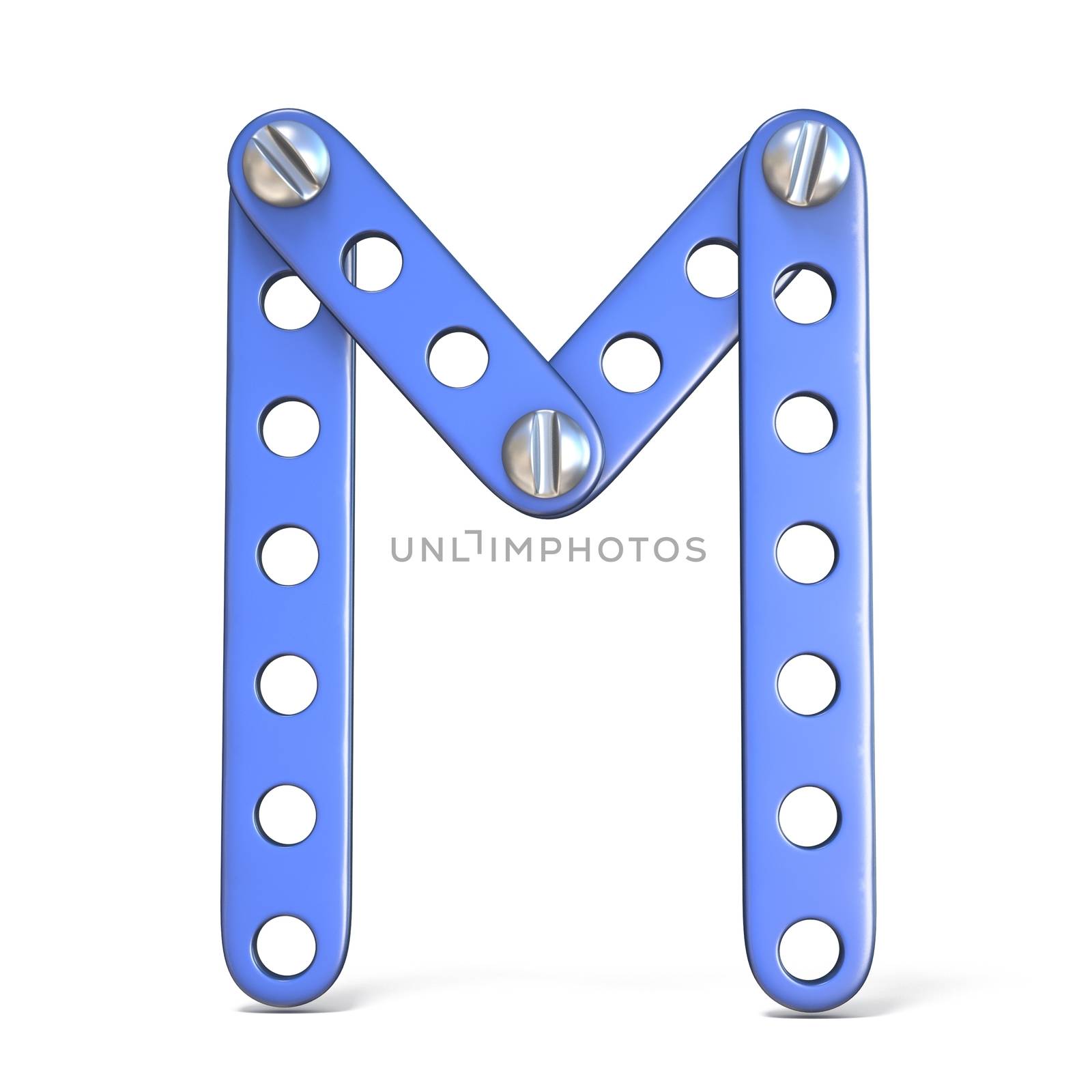 Alphabet made of blue metal constructor toy Letter M 3D by djmilic