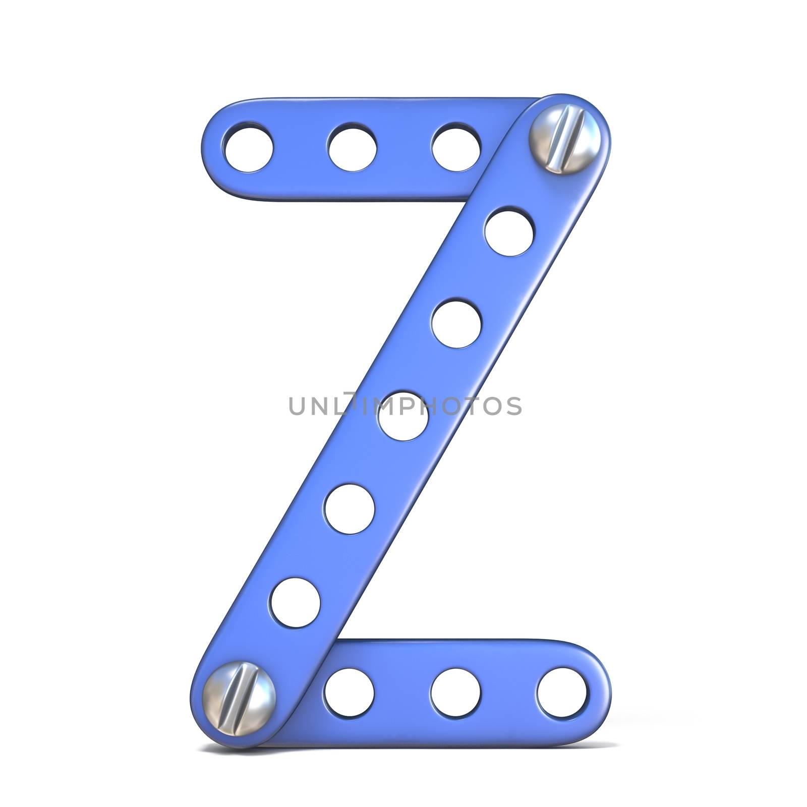 Alphabet made of blue metal constructor toy Letter Z 3D by djmilic