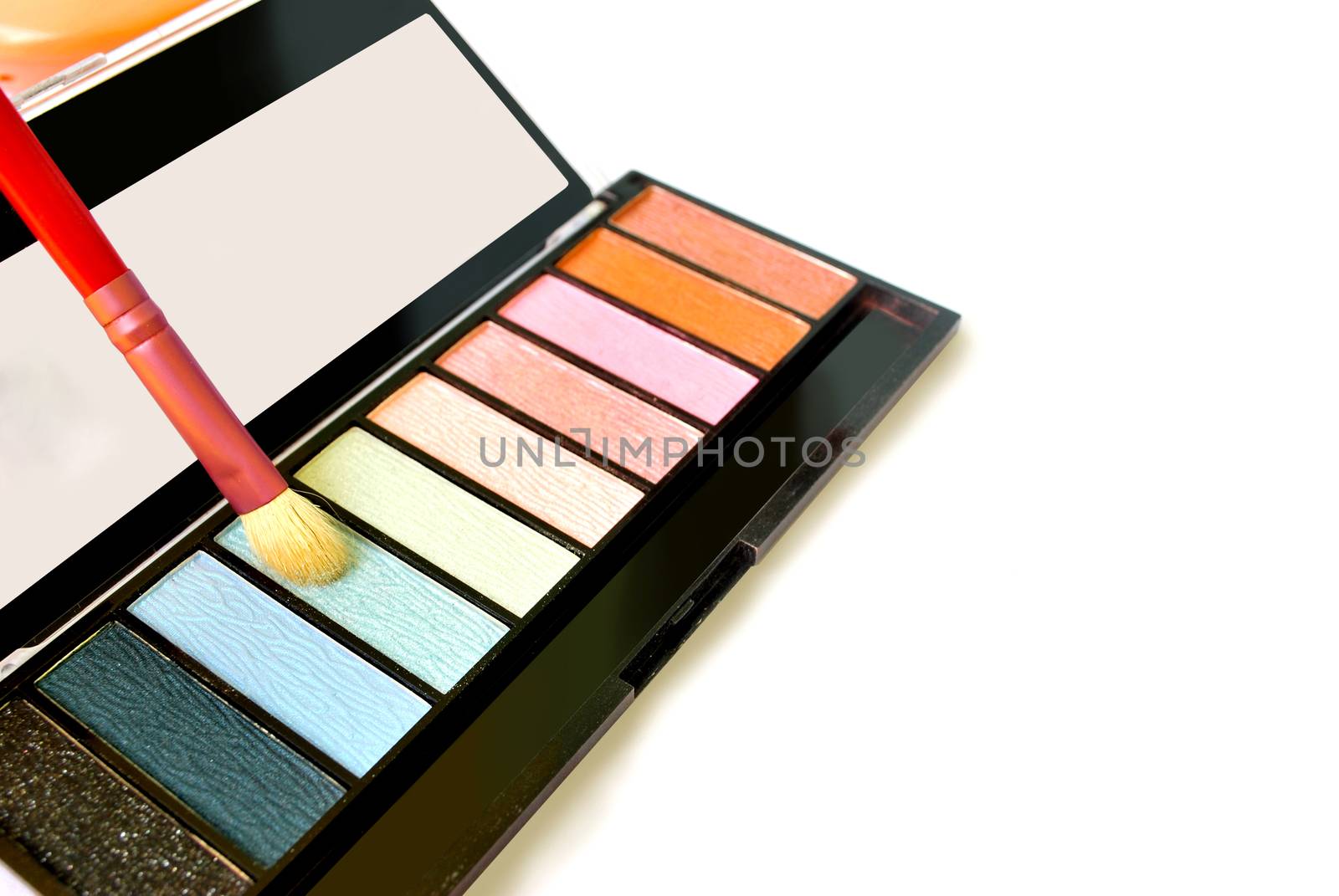 Makeup accessories for beautician is bright color.