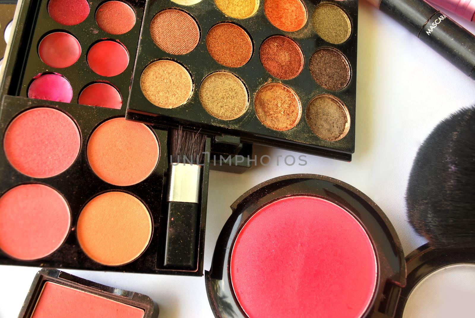 Makeup accessories for beautician is bright color.