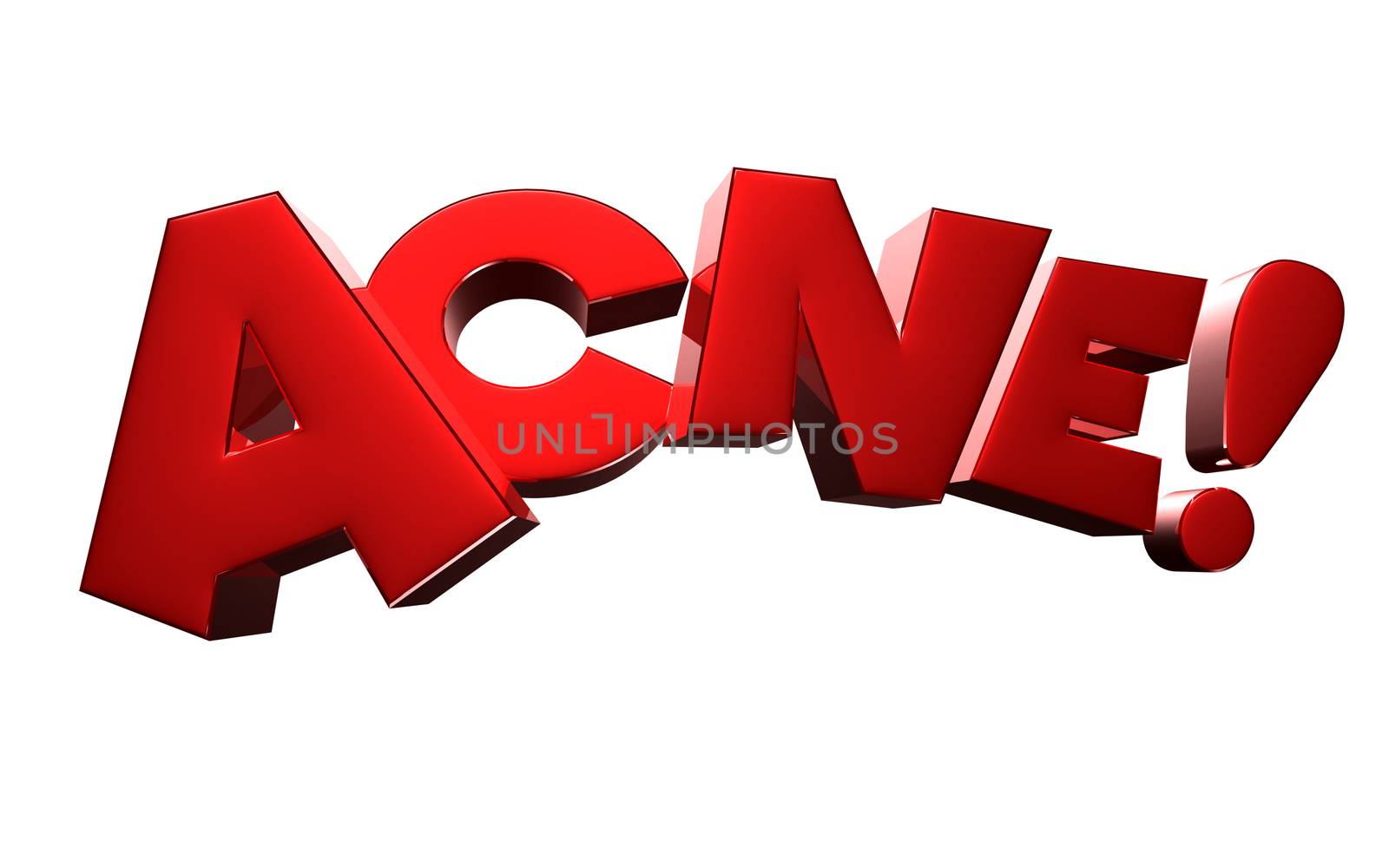 Acne 3D rendering on white background.