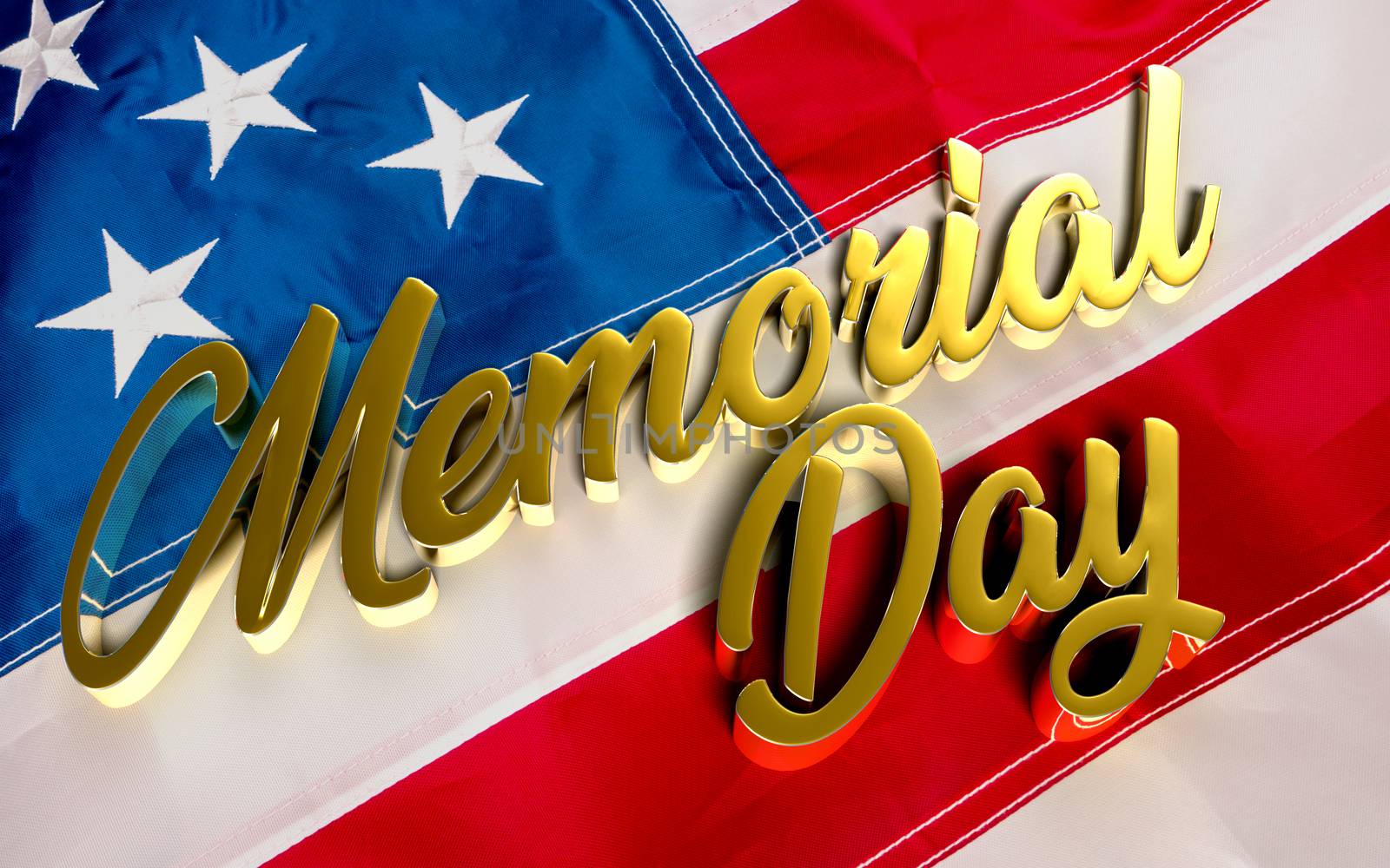 Gold 3D rendering Memorial day Message.Media instead of love country.