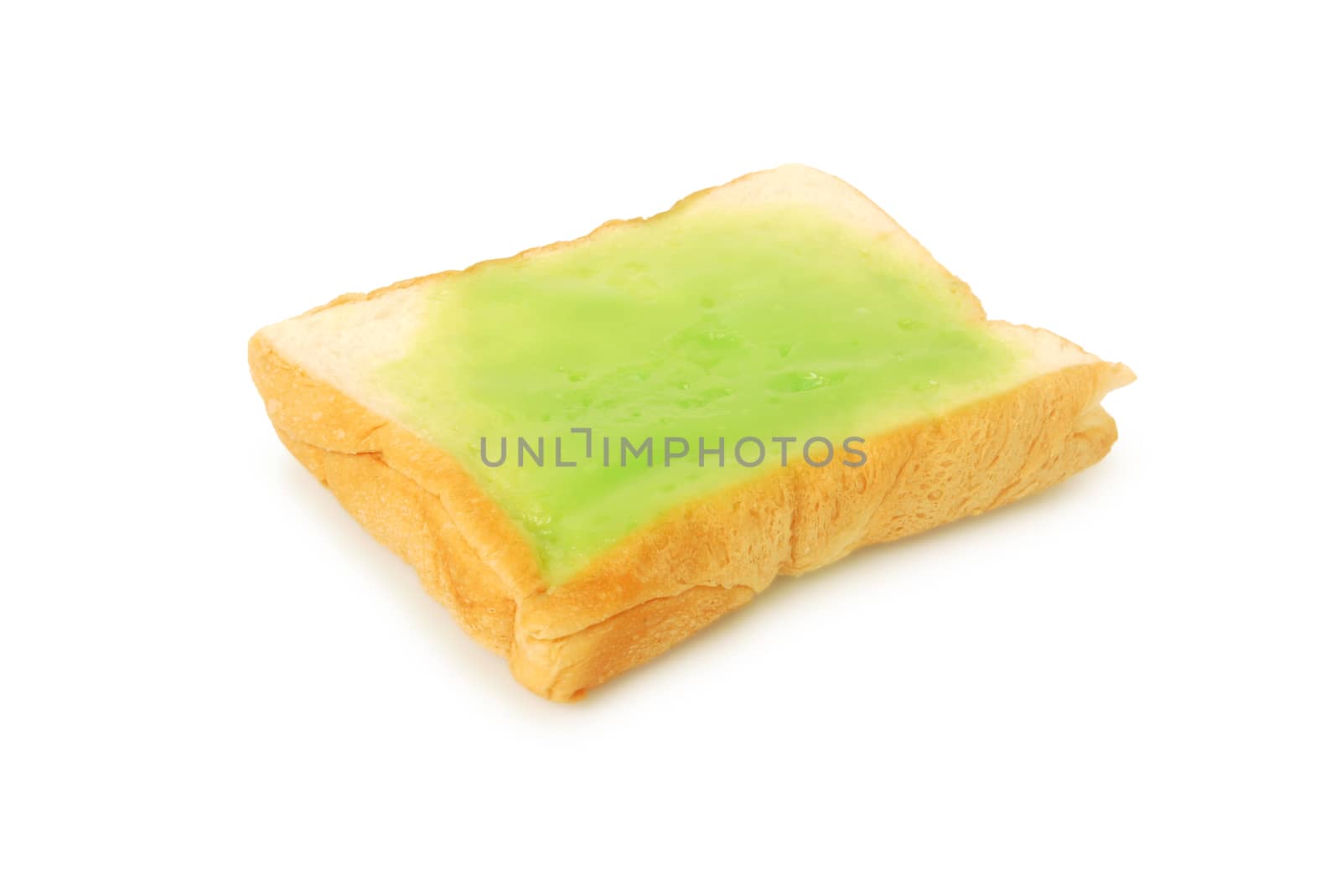 Fresh bread and pandan custard.With Clipping Path.