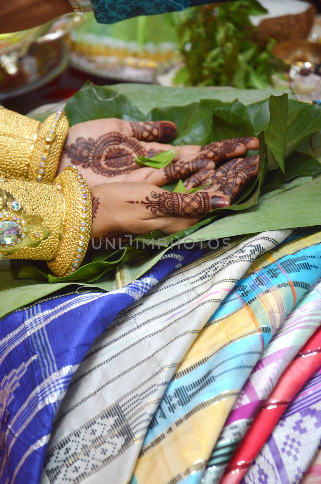 Henna On Hands Of Bugisnese Indonesian Wedding Bride at "Mappacci" ceremonial