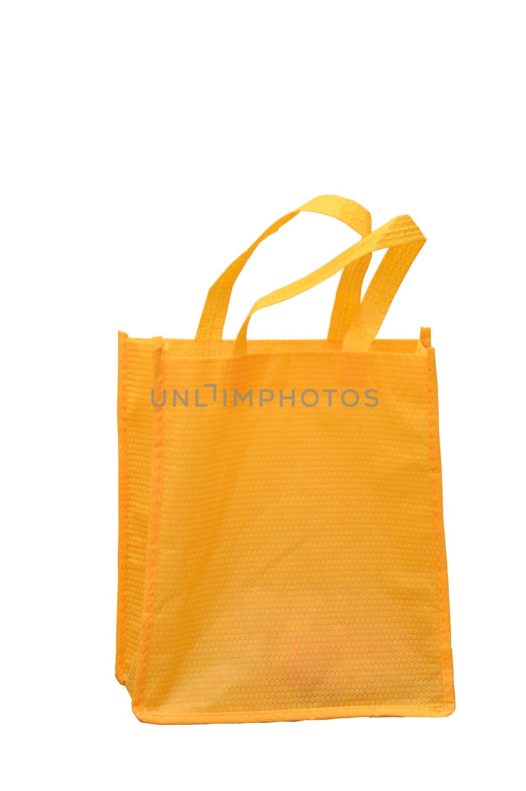 yellow cloth bag on white background