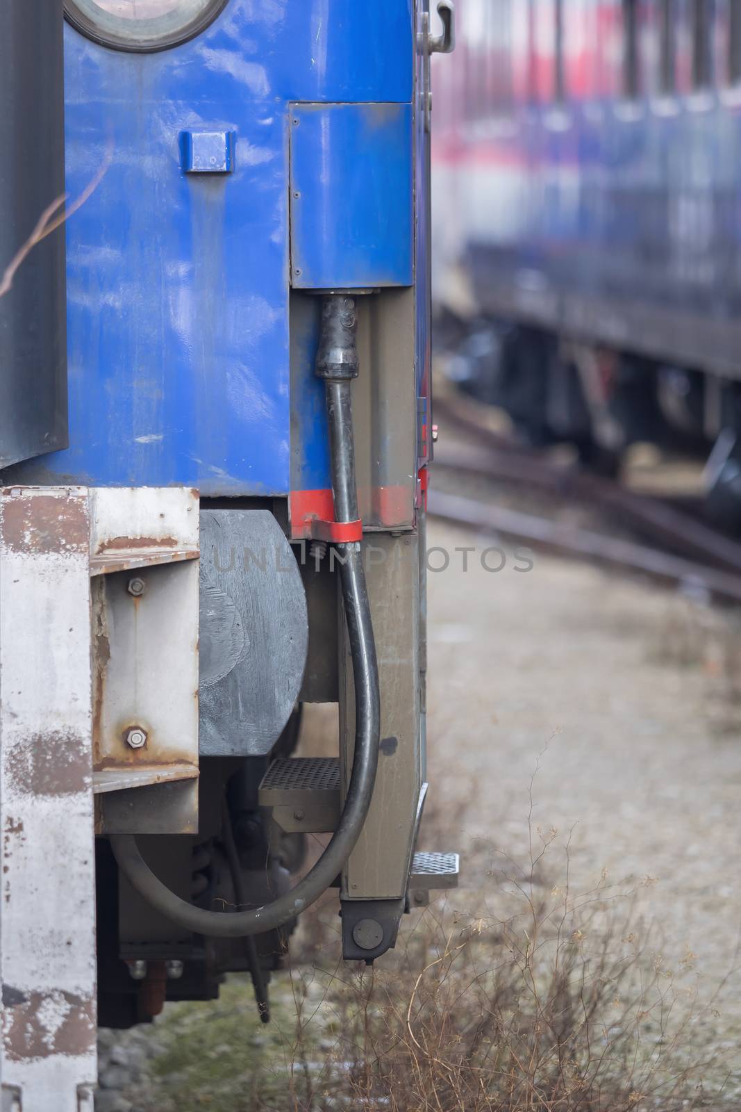 A partial view of a wagon at the train station by sandra_fotodesign
