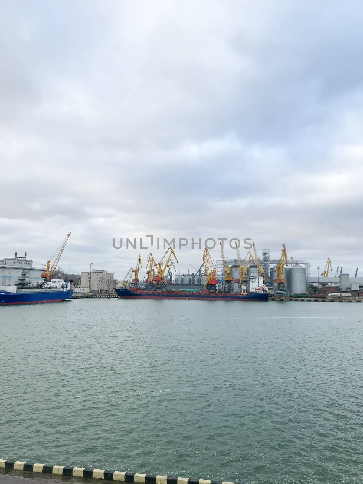 Odessa, Ukraine - December 30, 2017: Port of Odessa. The Port of Odessa is the largest Ukrainian seaport and one of the largest ports in the Black Sea basin. by nenovbrothers