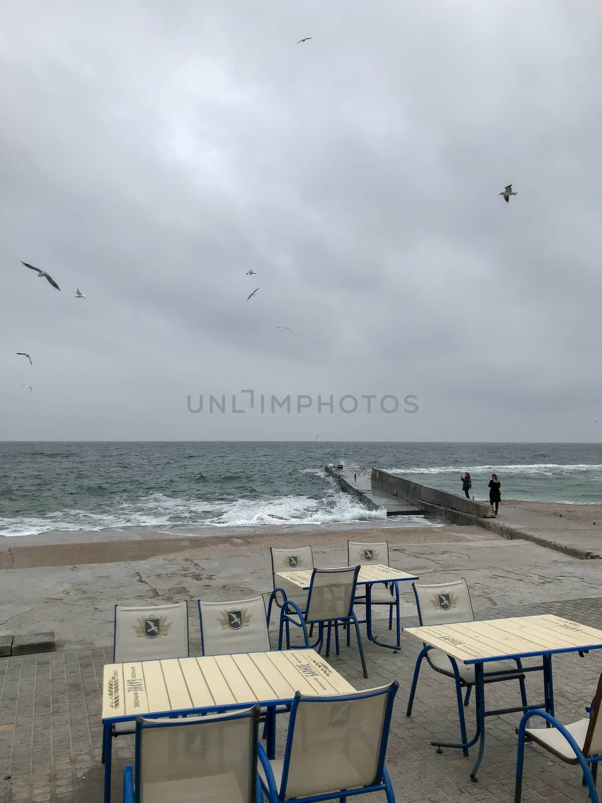 Odessa, Ukraine - December 28, 2017: Beautiful View To The Sea Coast.