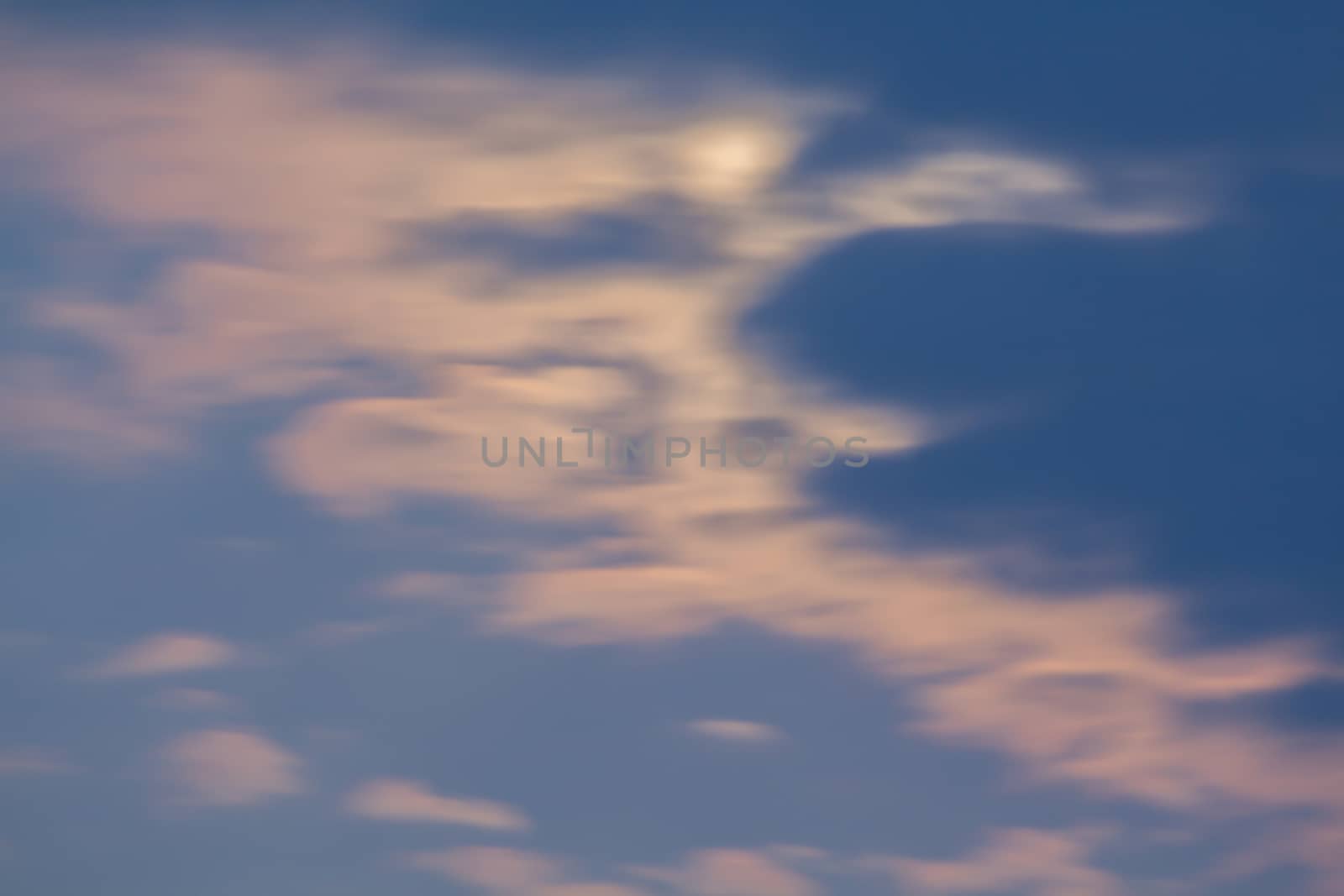 Clouds on the blue sky, long exposure