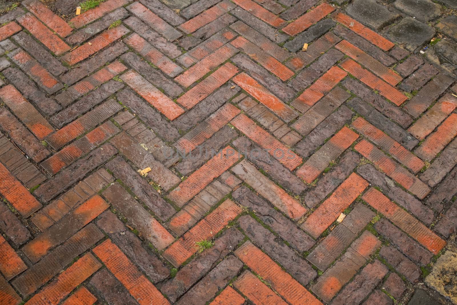 Wet, dirty floor with pattern in the city