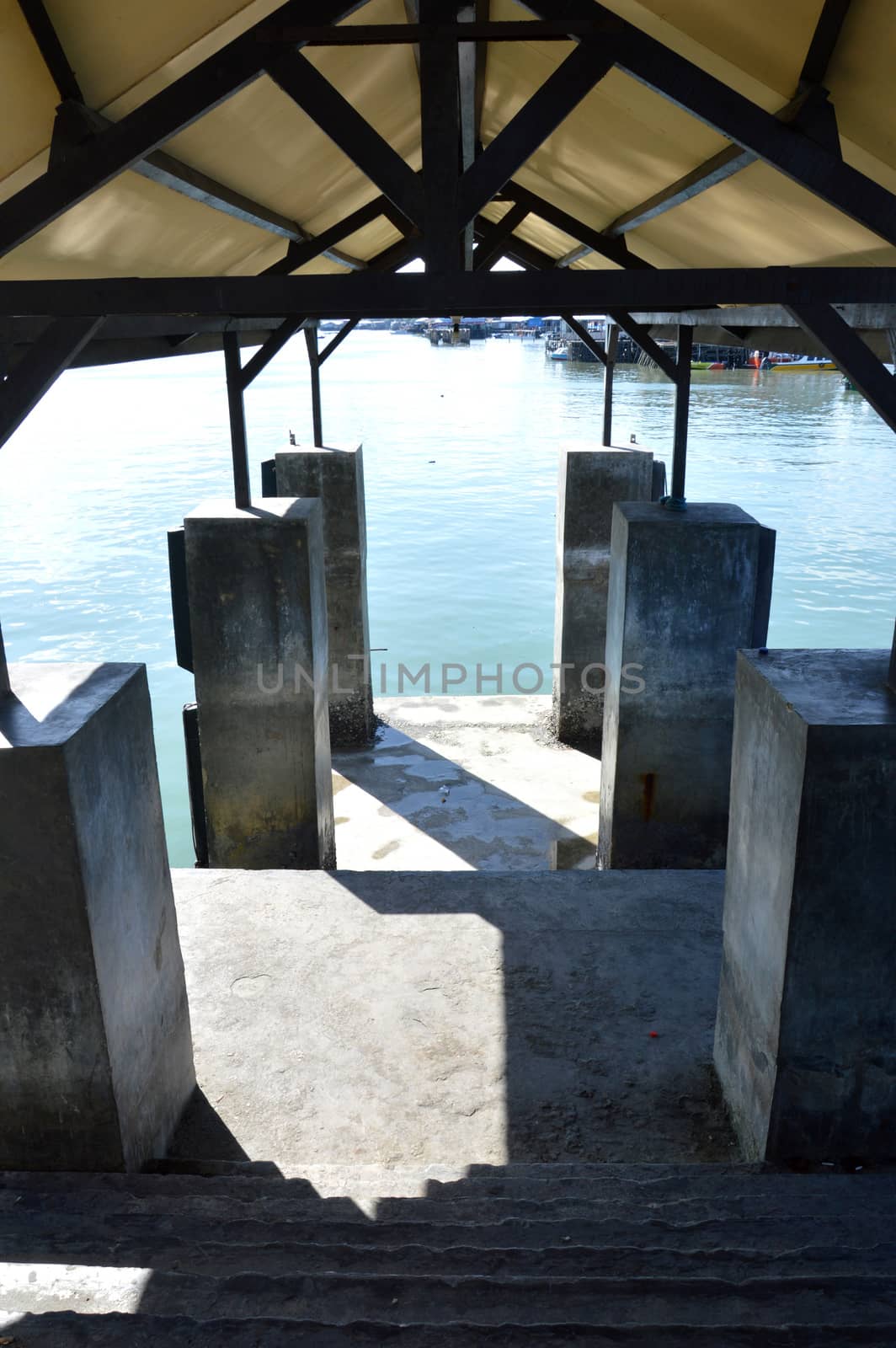 concrete pier in the seaport town of Tarakan, Indonesia