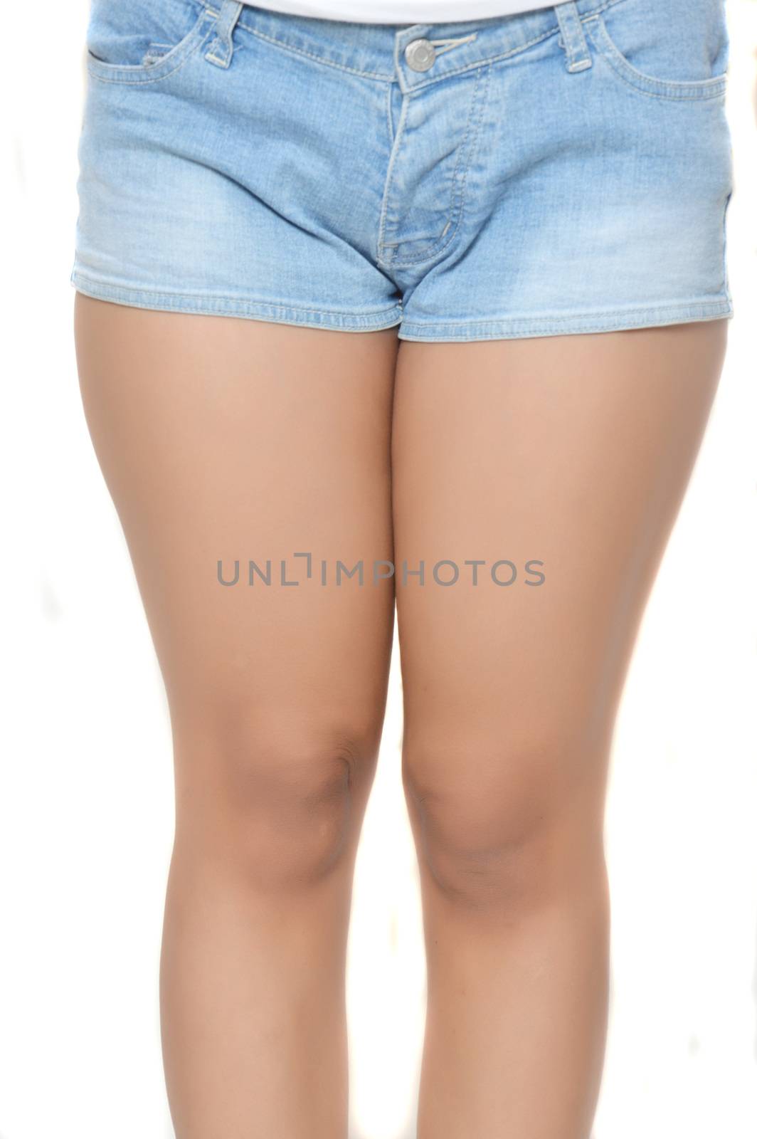 asian young woman's thigh wearing short jeans