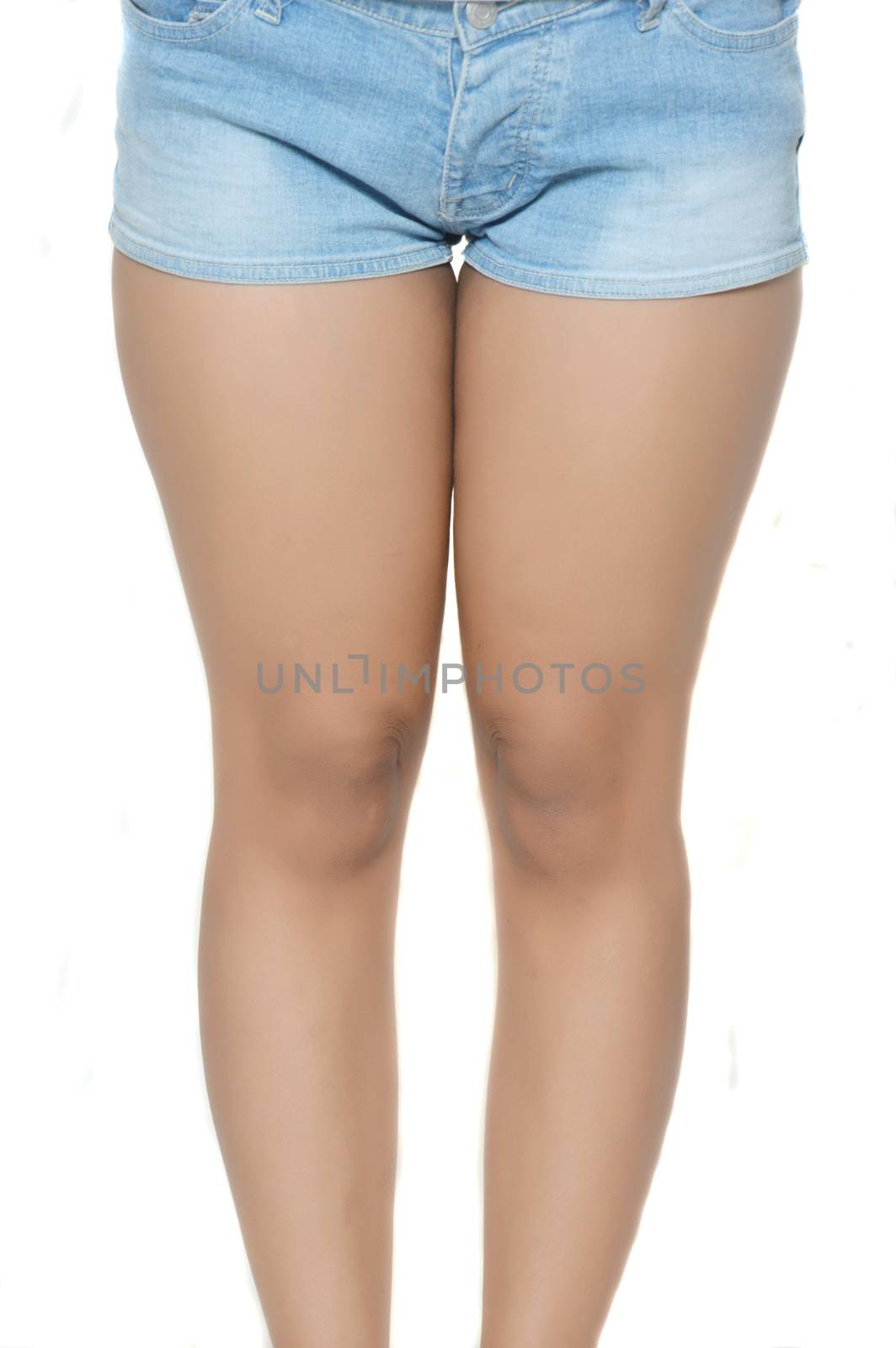 asian young woman's thigh wearing short jeans
