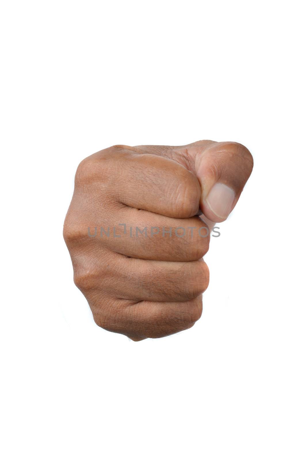 fist facing the front isolated on white background
