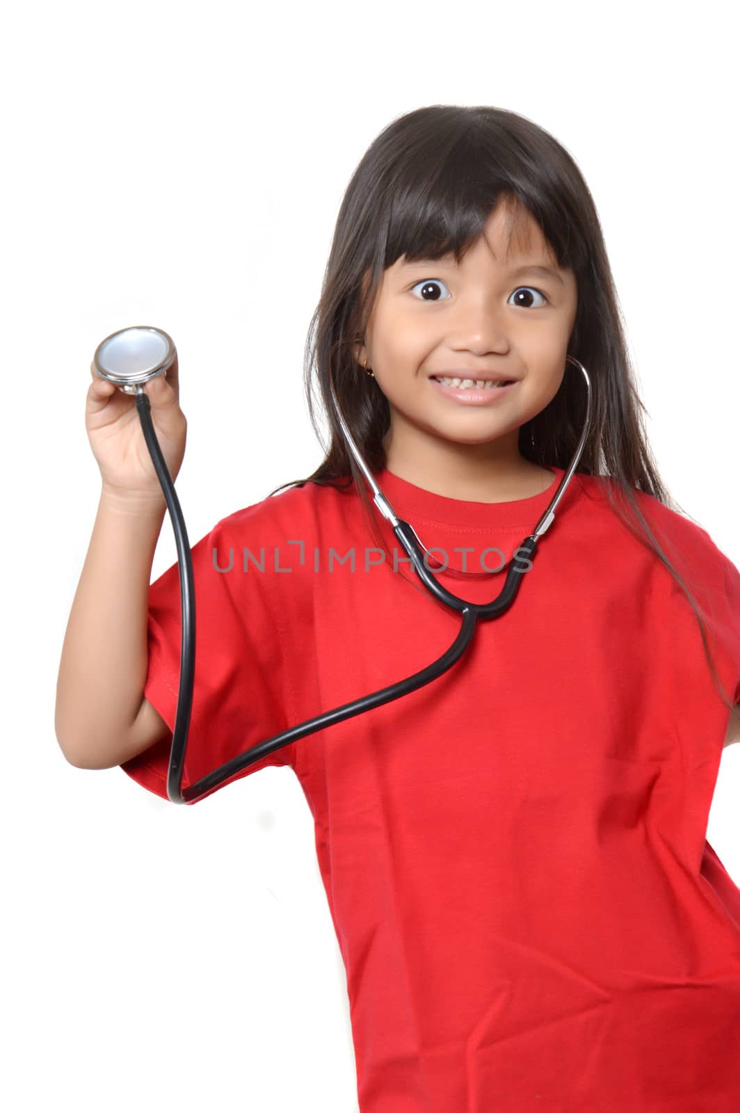 little girl with a stethoscope by antonihalim