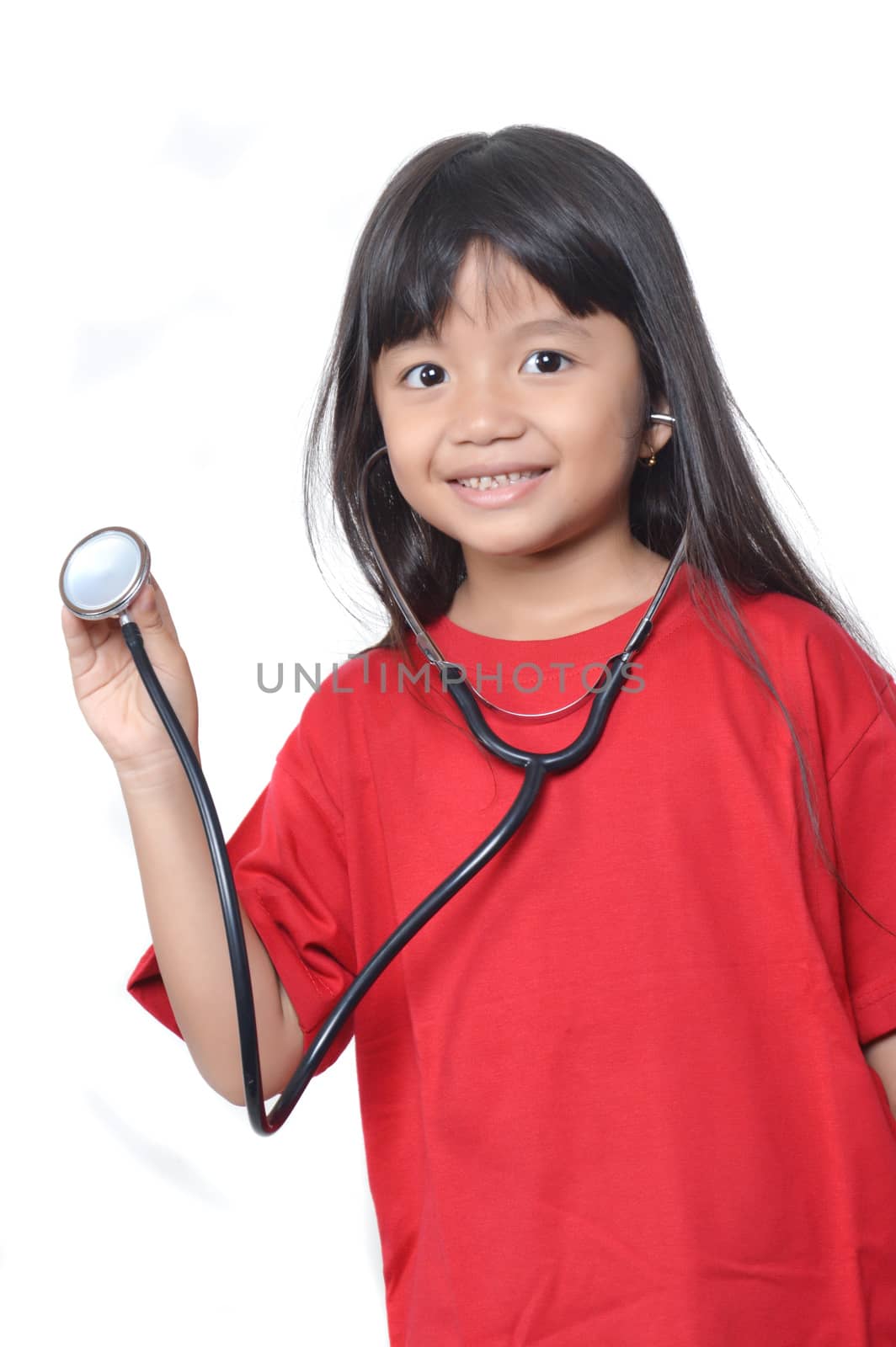 little girl with a stethoscope by antonihalim
