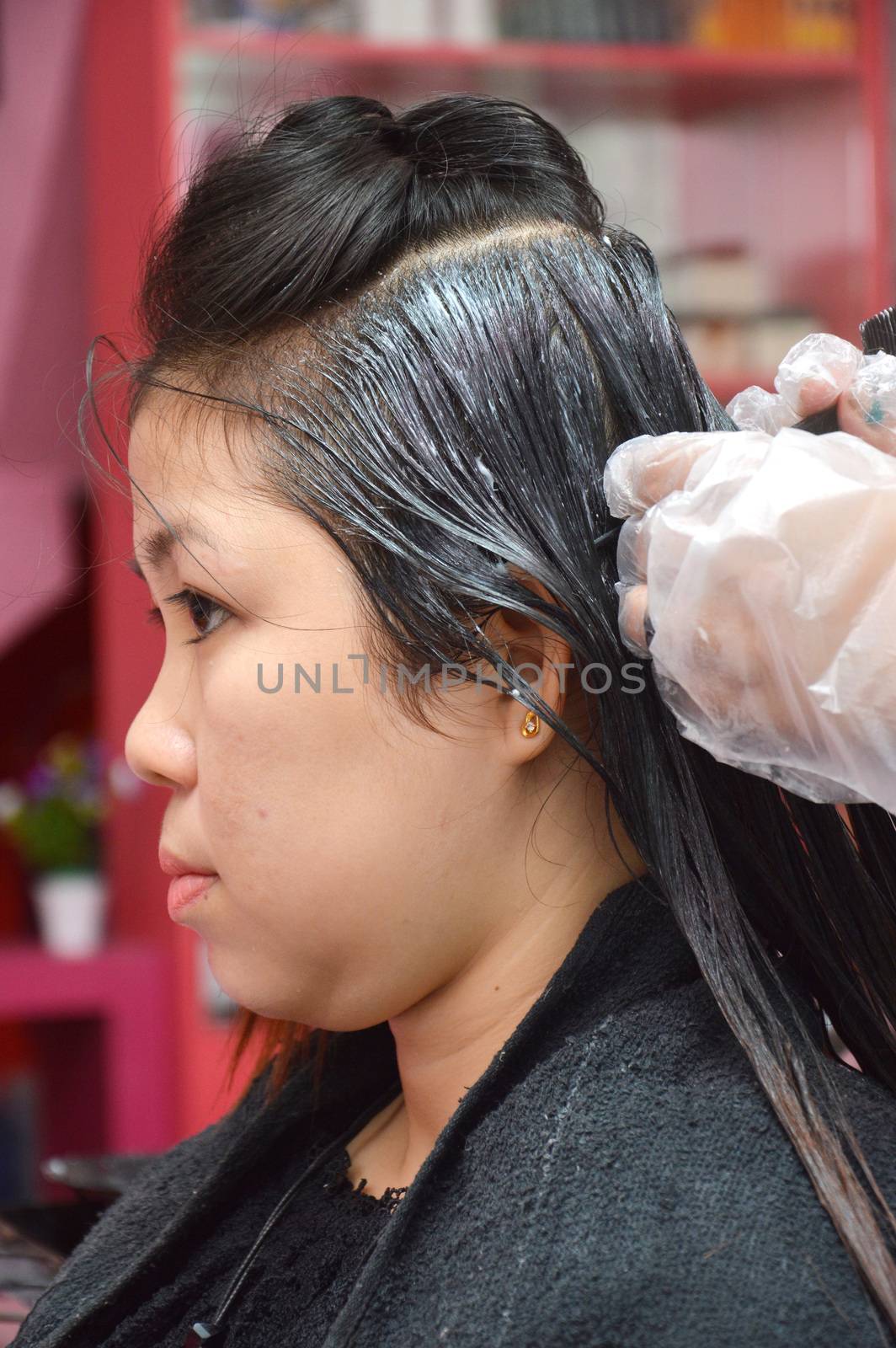 Coloring hair in beauty salon by antonihalim