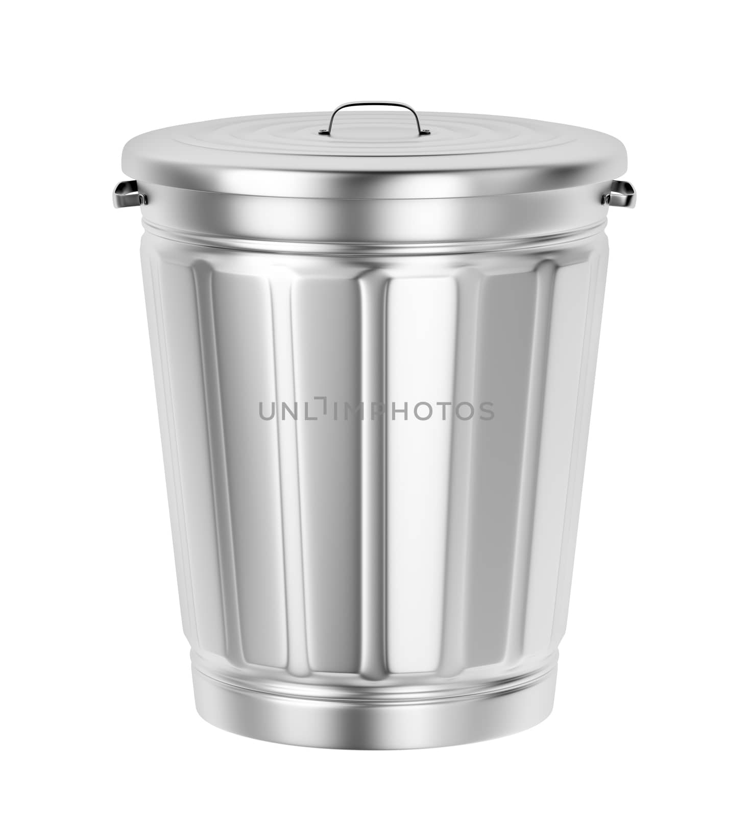 Silver trash can isolated on white background