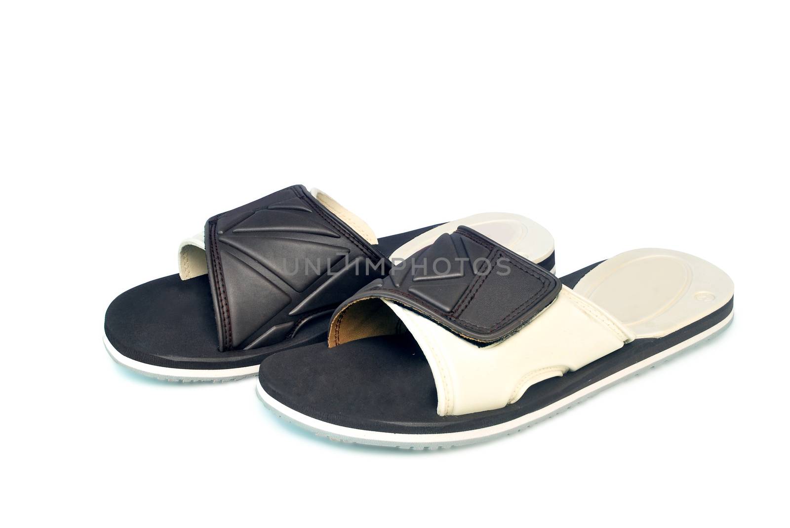 Dark brown sandals on white background.With Clipping Path.