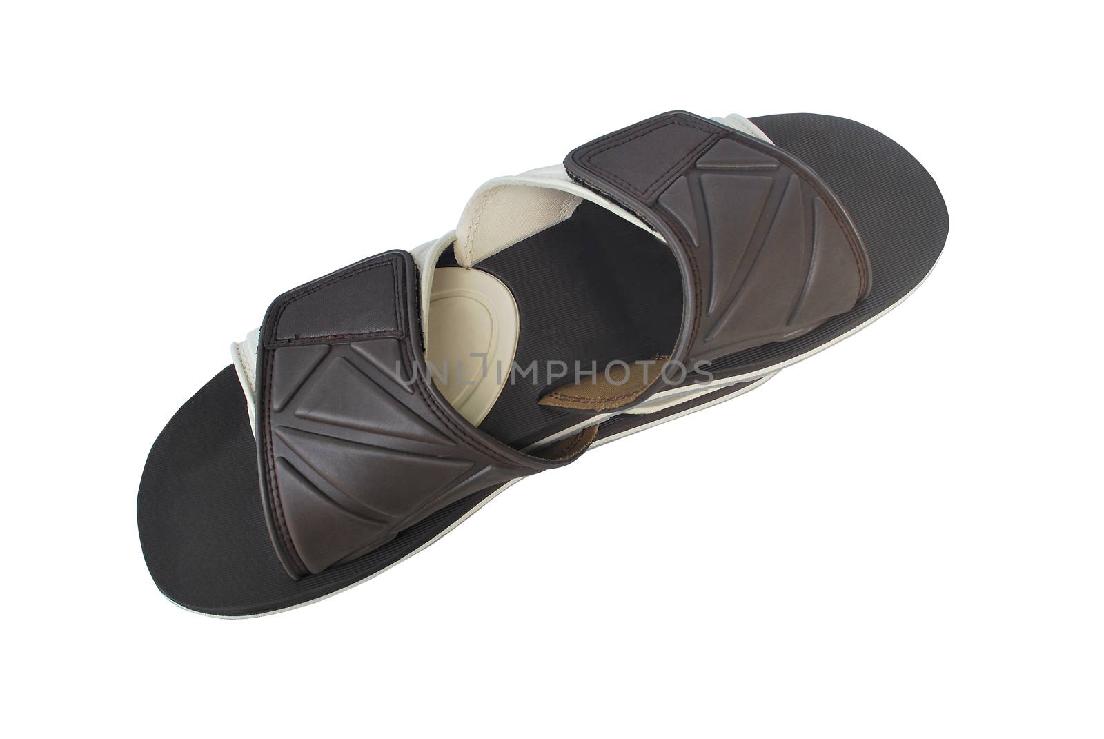 Dark brown sandals on white background.With Clipping Path.