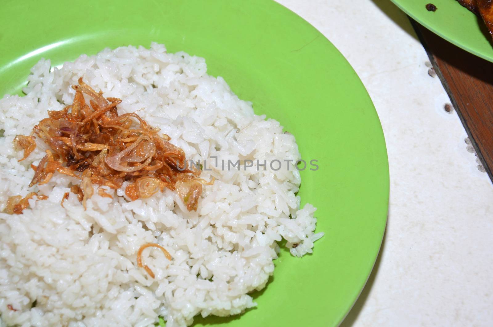 nasi uduk, Indonesian traditional food, which is rice boiled in coconut milk