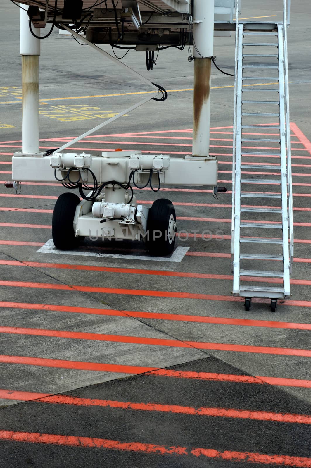 aircraft wheels on the airport runway