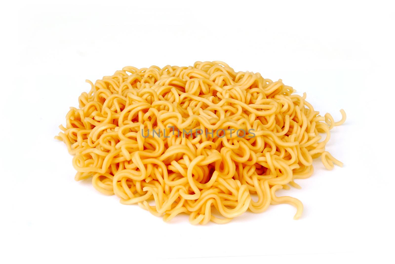 Instant noodles on white background.