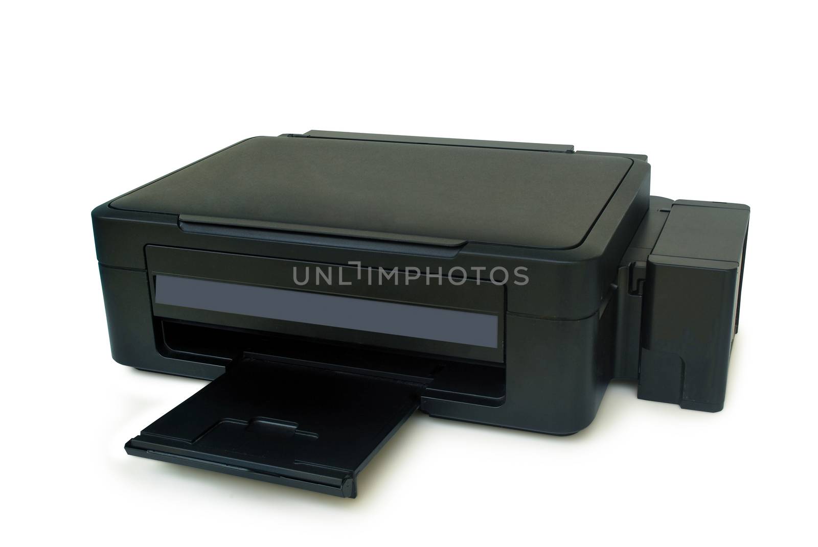 Four color printer on white background.With Clipping Path.