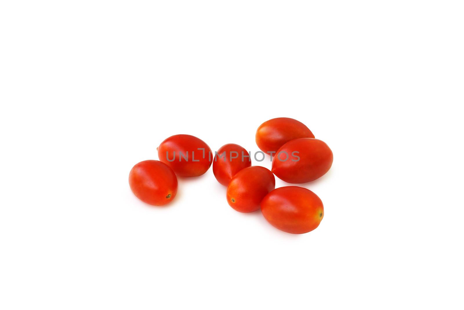 Cherry Tomatoes on white background.Lycopersicon esculentum Mill.Helps the body to fight asthma up to 45%.Help prevent dementia or Alzheimer's disease.With Clipping Path