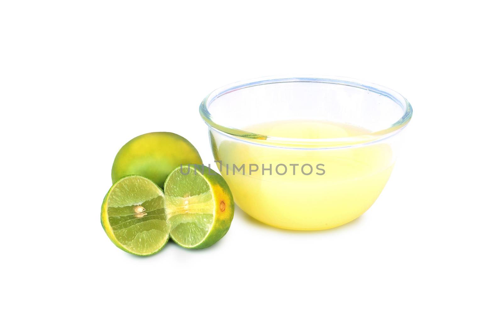 Thai lemon on a white background.Help to cure vomiting Wind, dizziness, drunkenness.With Clipping Path.