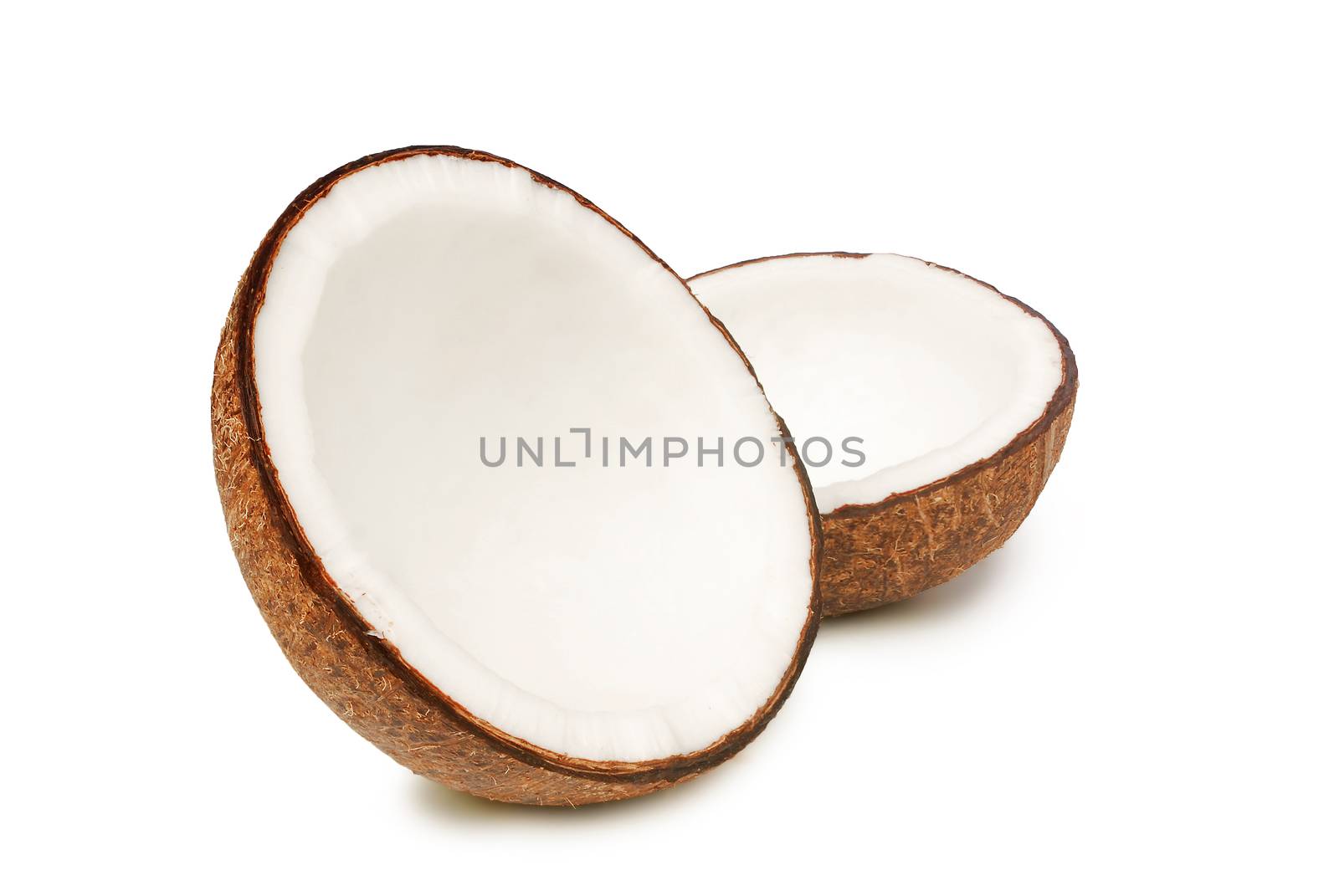 Dried coconut on white background.with clipping path.