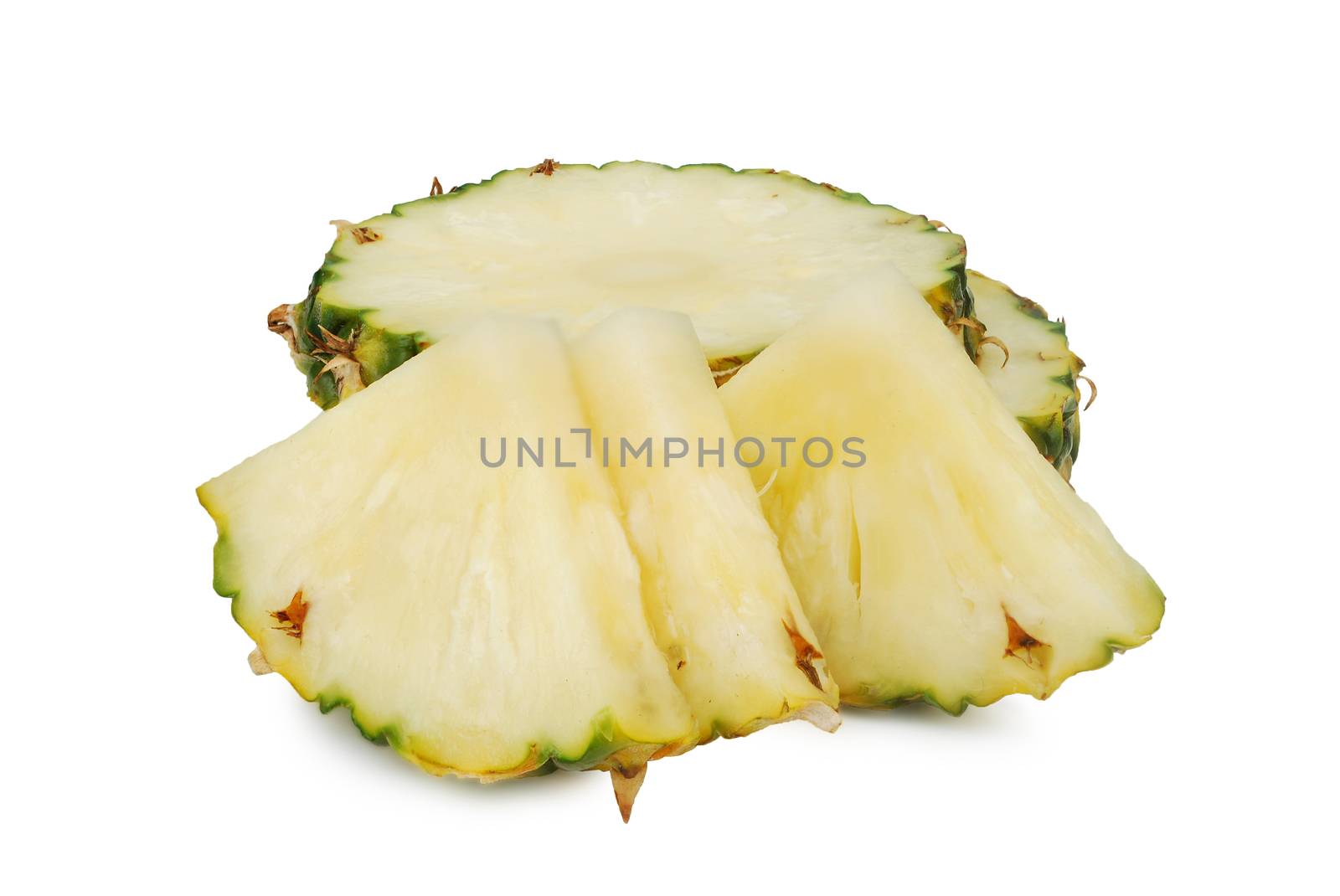 Pineapple turns into pieces.With Clipping Path.