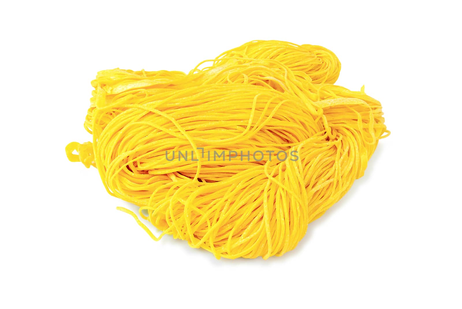 Thai noodles,Yellow noodles on white background.With Clipping Path.