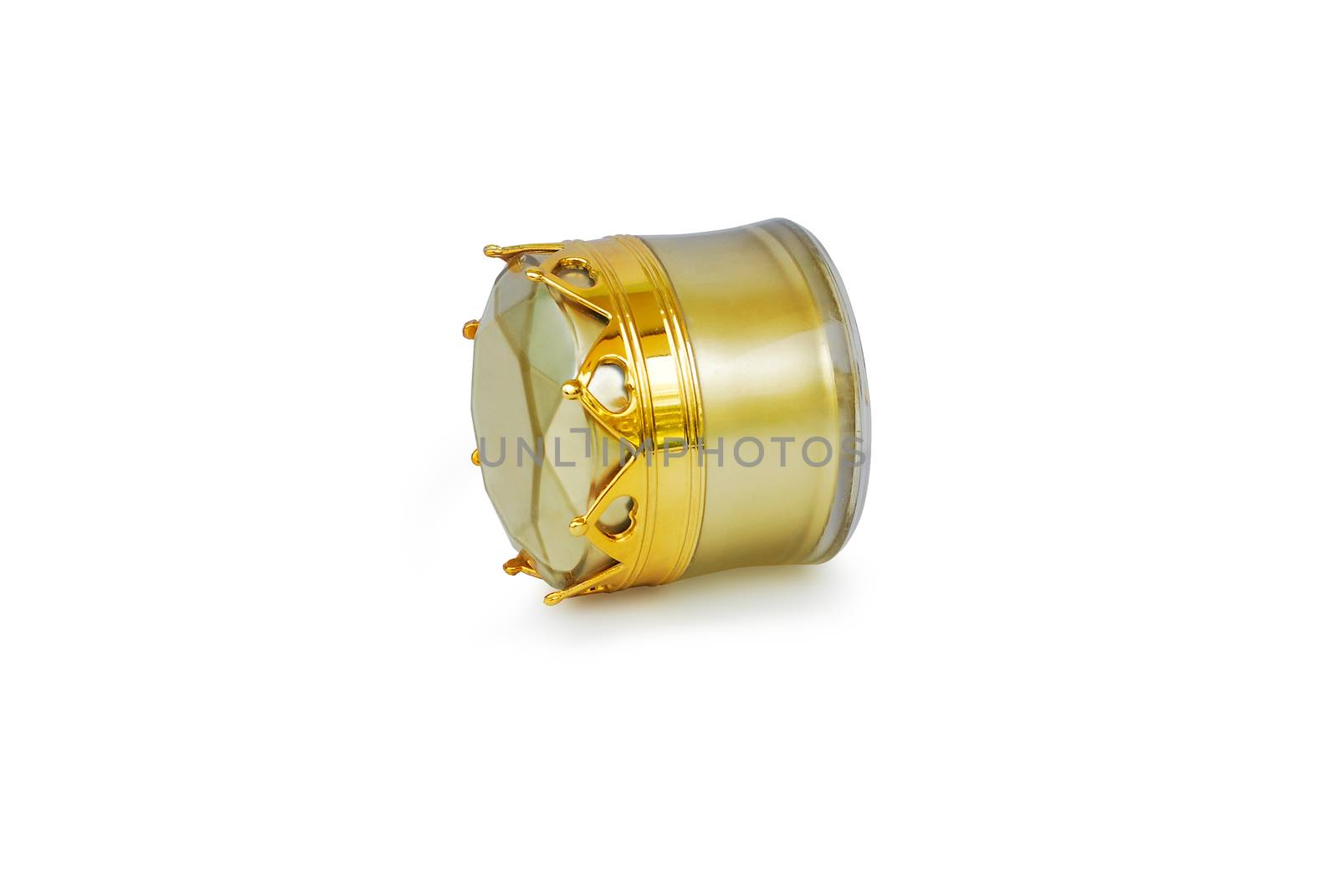 Gold face cream packaging on white background.With Clipping Path.