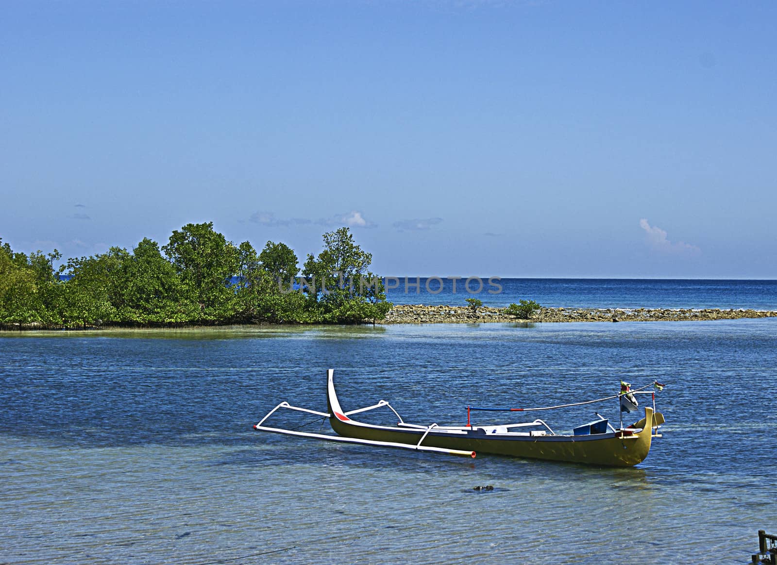 Sandeq, a traditional wooden boat on Palippi  beach at Majene Indonesia