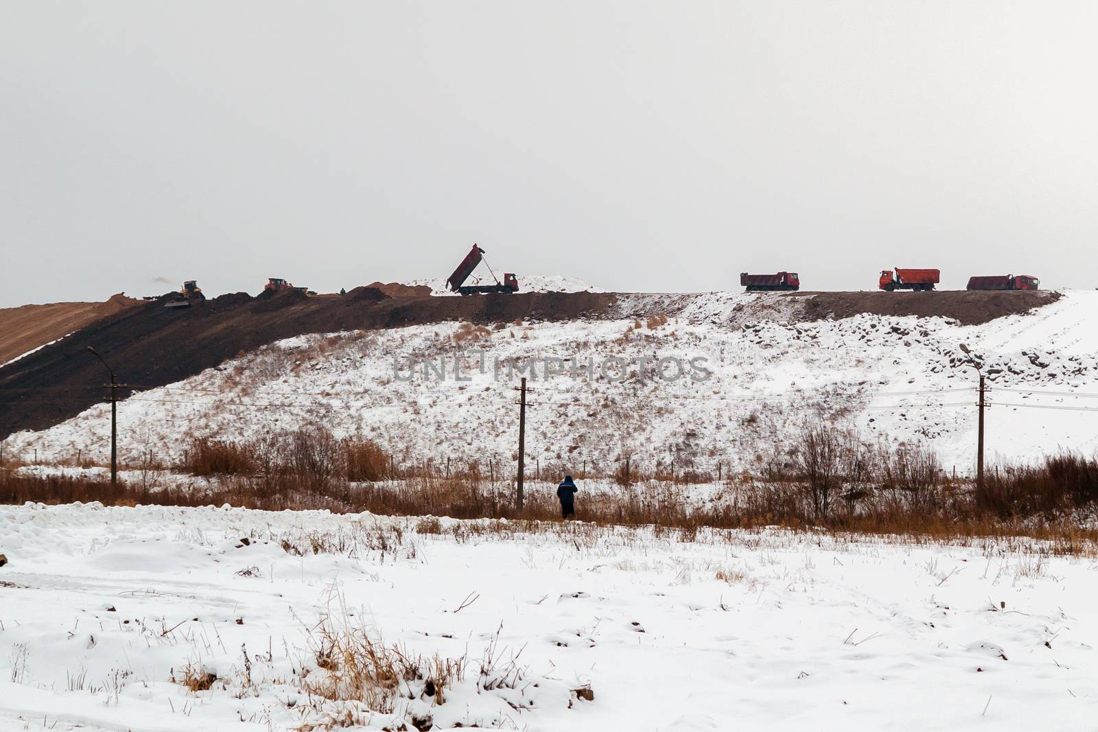 equipment works in the process of waste disposal and landfill reclamation.