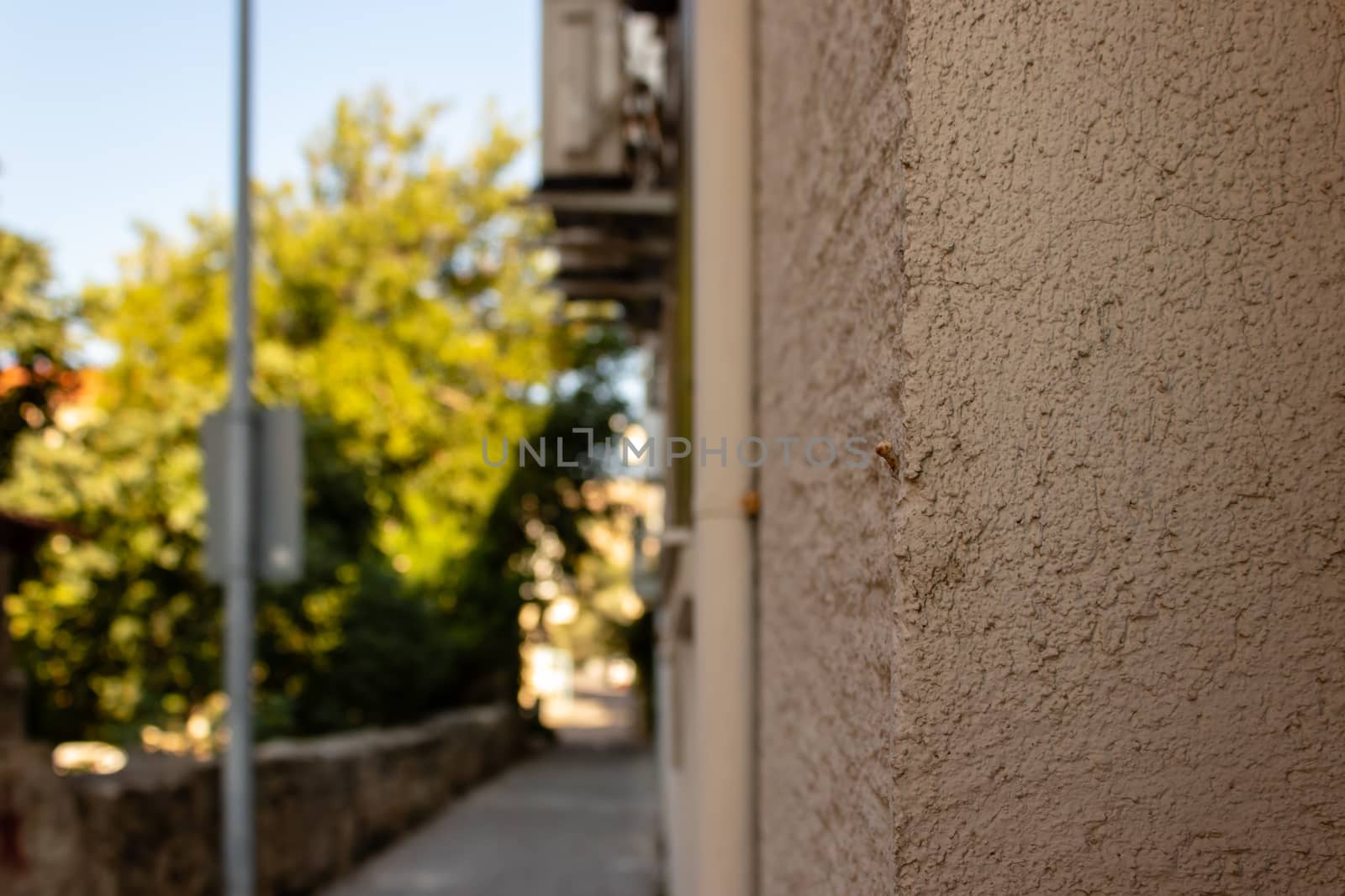 a close edge shoot from an old building - background is blurry. photo has taken at izmir/turkey.
