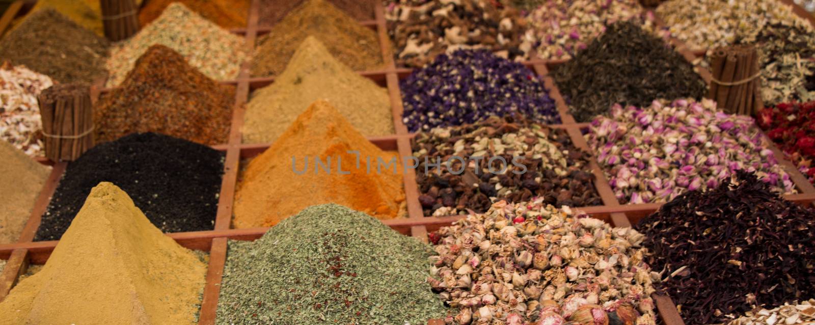 Spices and tea at the Spice Market in Istanbul by berkay