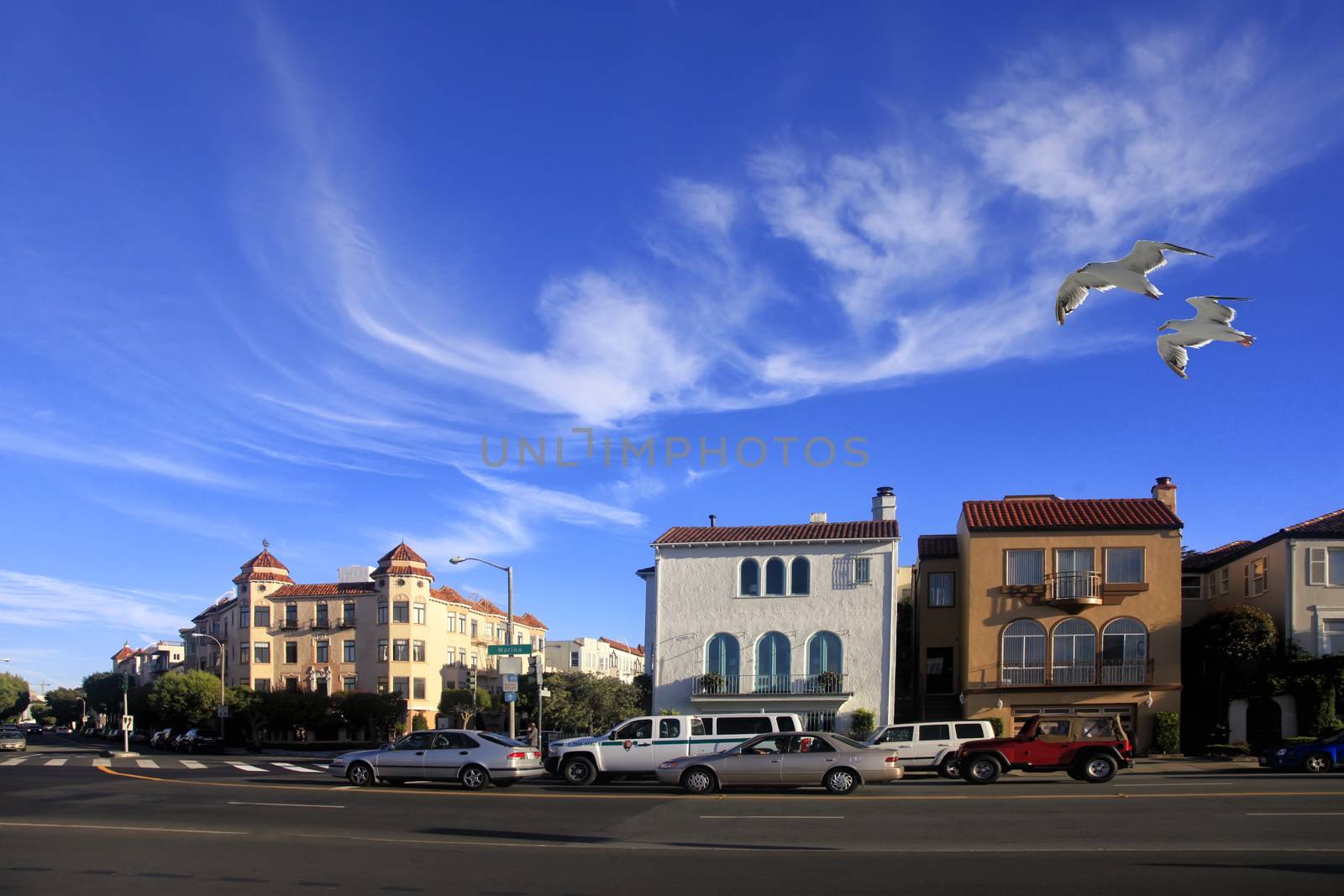 San Francisco, CA, USA - August 25, 2013: Crossing the Marina street and Scott street in San Francisco. California, USA