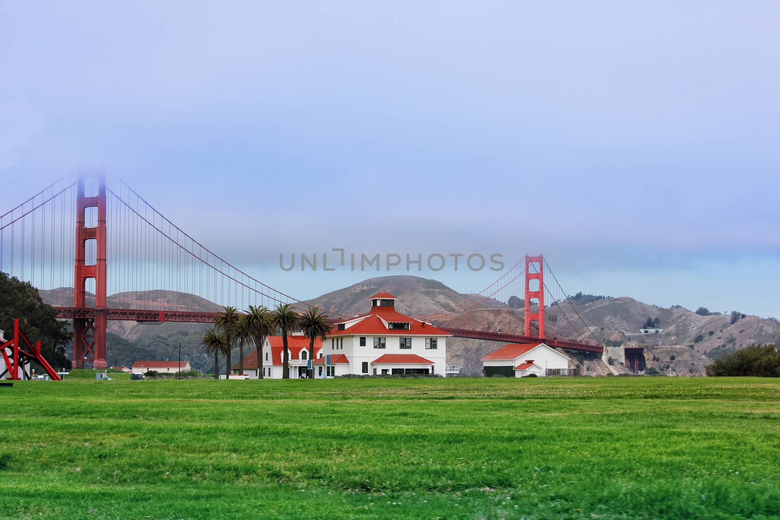 Golden Gate Bridge in San Francisco at sunset by friday