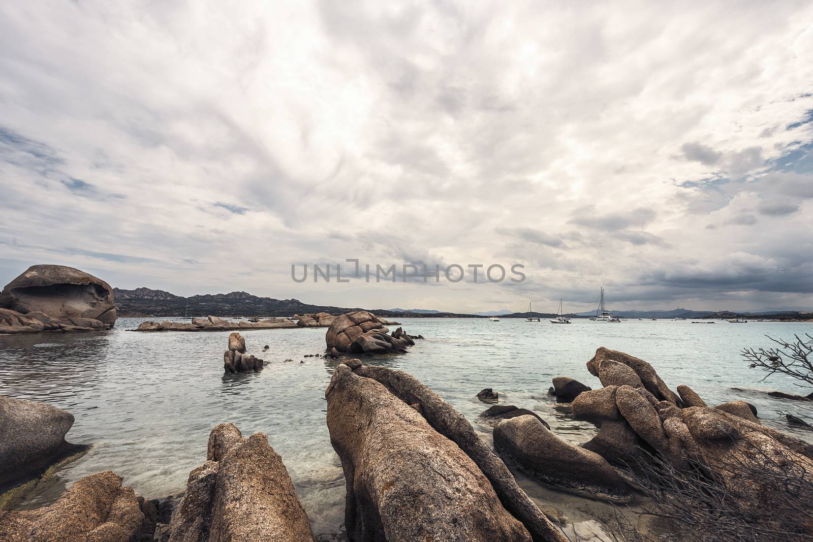 Rocks in the beach of Testa di Polpo in La Maddalena, Sardinia, Italy