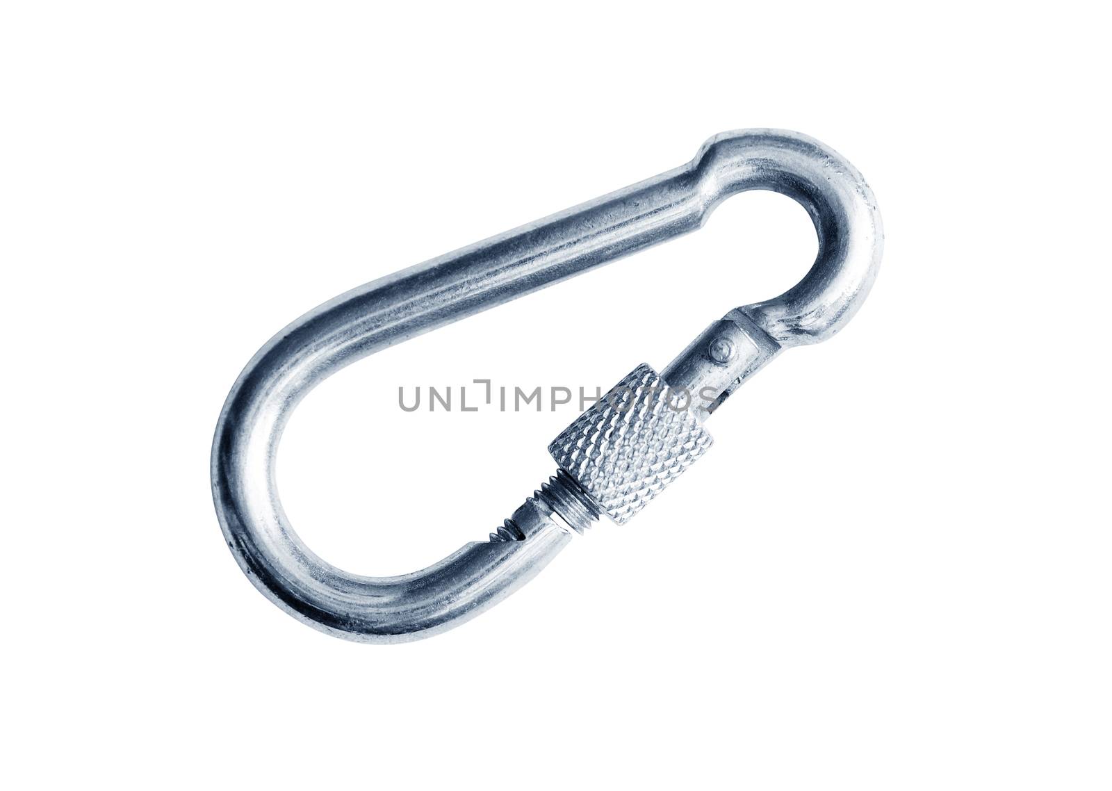 Metal Carabiner On White by kvkirillov