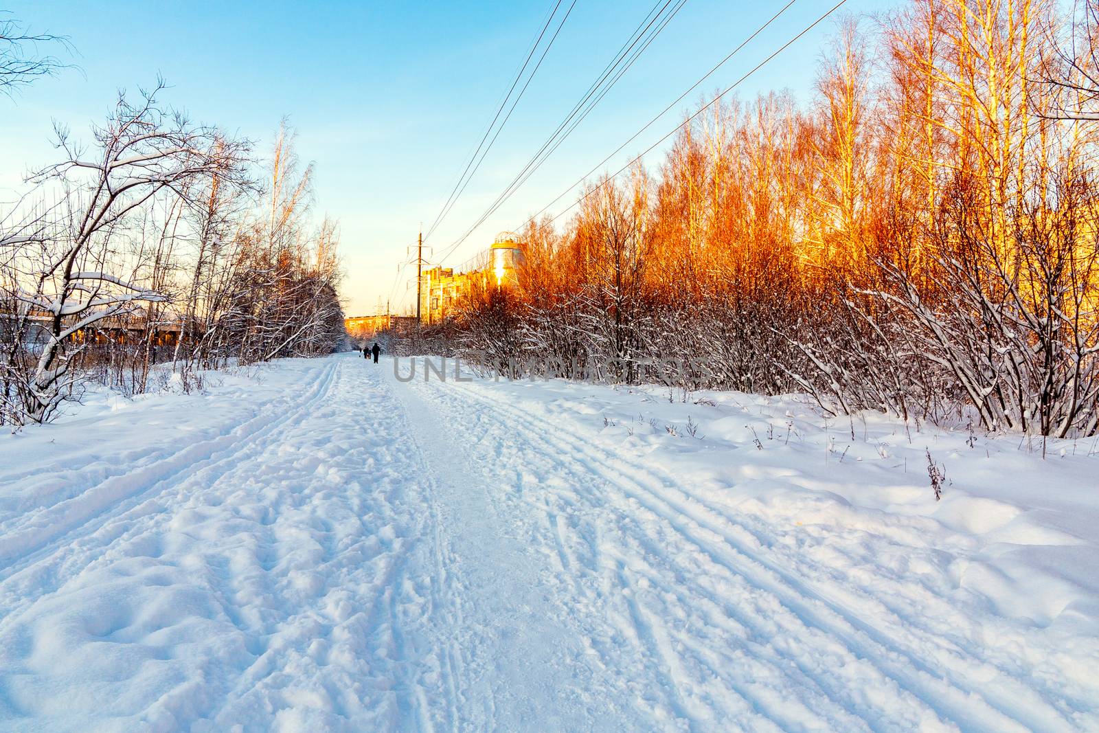 Ski track and footpath on the outskirts of the city by galsand