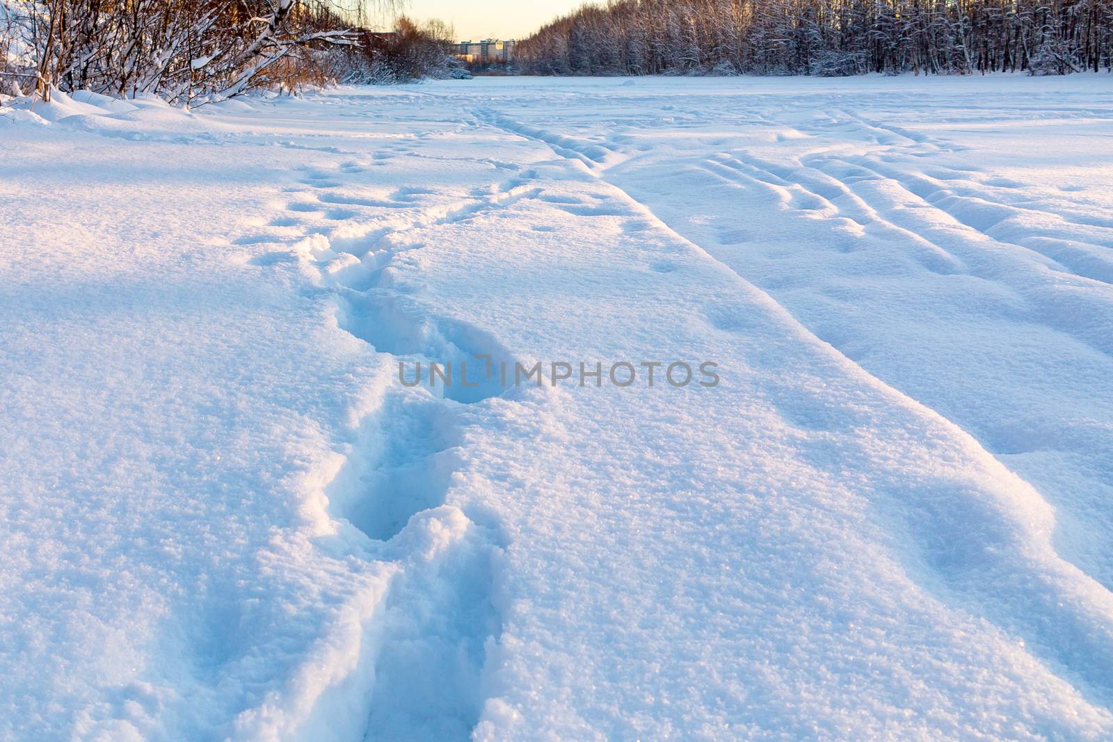 Ski track and footpath on the outskirts of the city by galsand